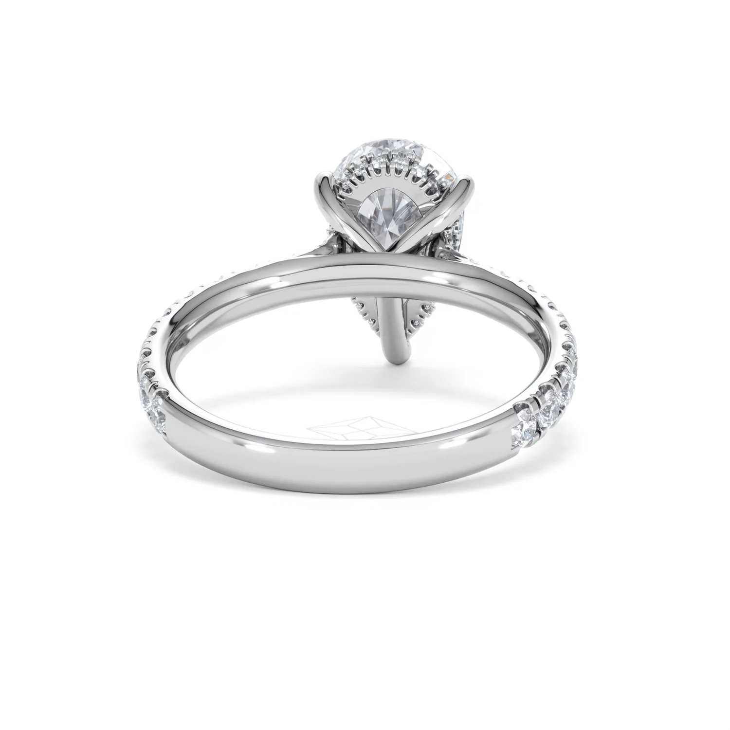 Amora Pear 2.55ct Hidden Halo Lab Diamond Engagement Ring With Side Stones Set in 18K Platinum - Image 46