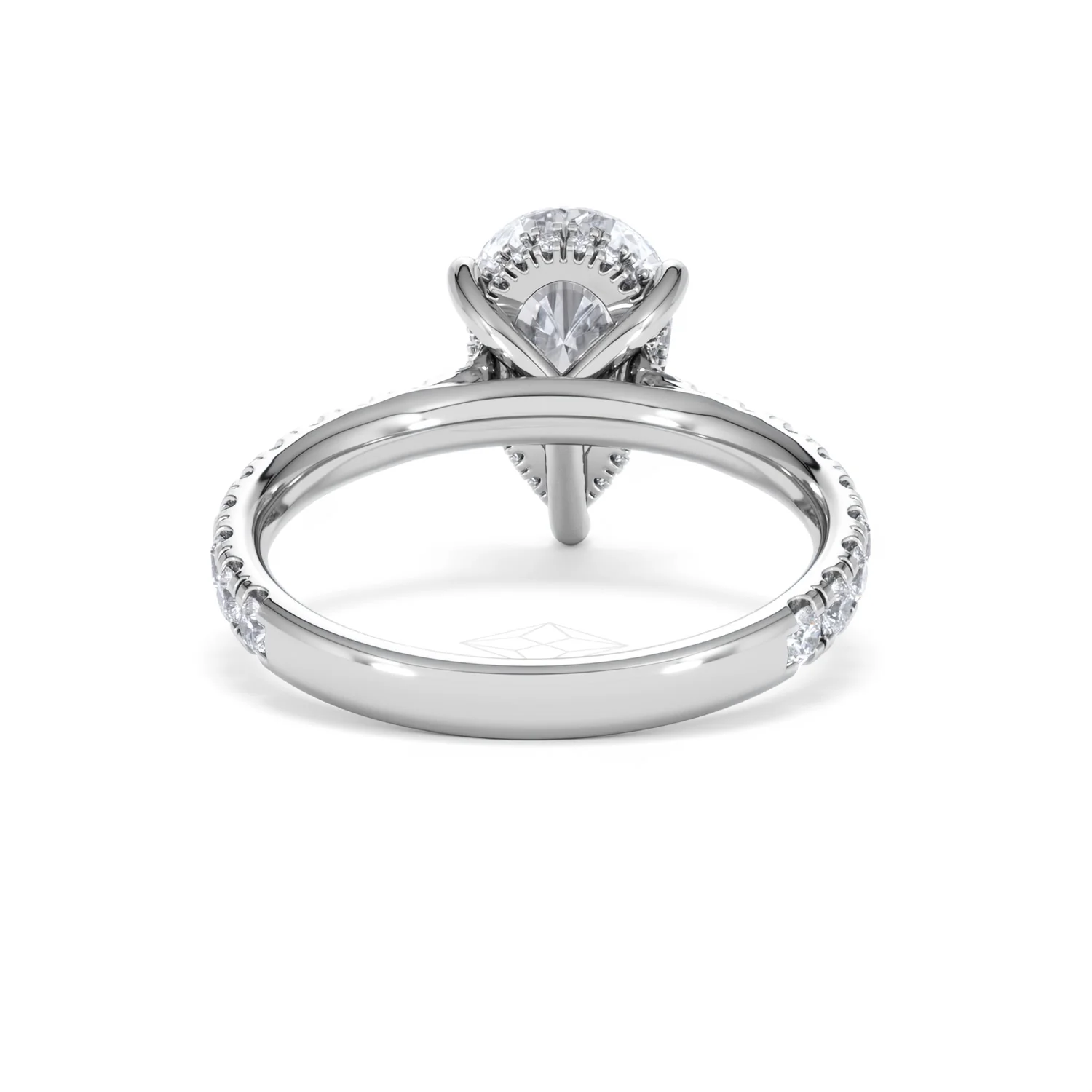 Amora Pear 2.55ct Hidden Halo Lab Diamond Engagement Ring With Side Stones Set in 18K Platinum - Image 47