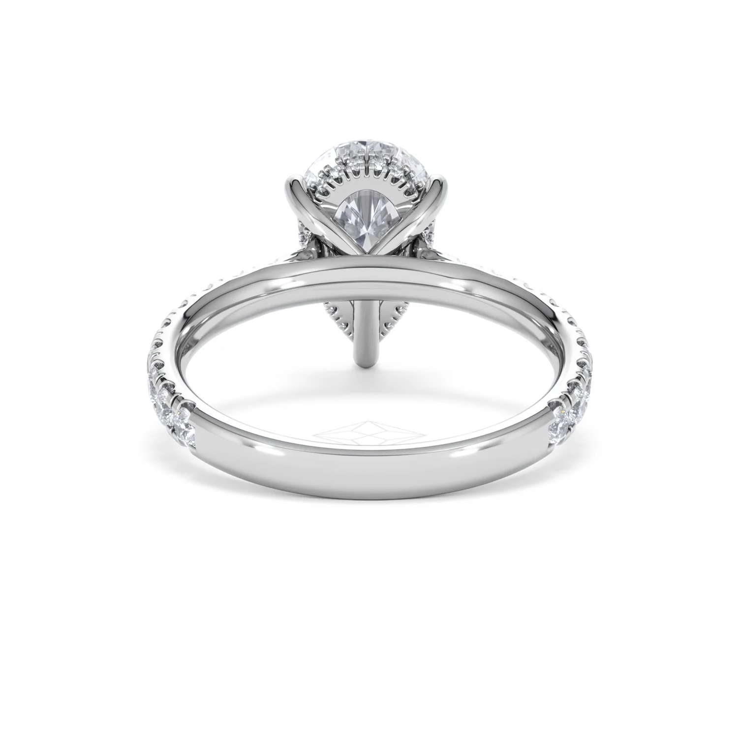 Amora Pear 2.55ct Hidden Halo Lab Diamond Engagement Ring With Side Stones Set in 18K Platinum - Image 48