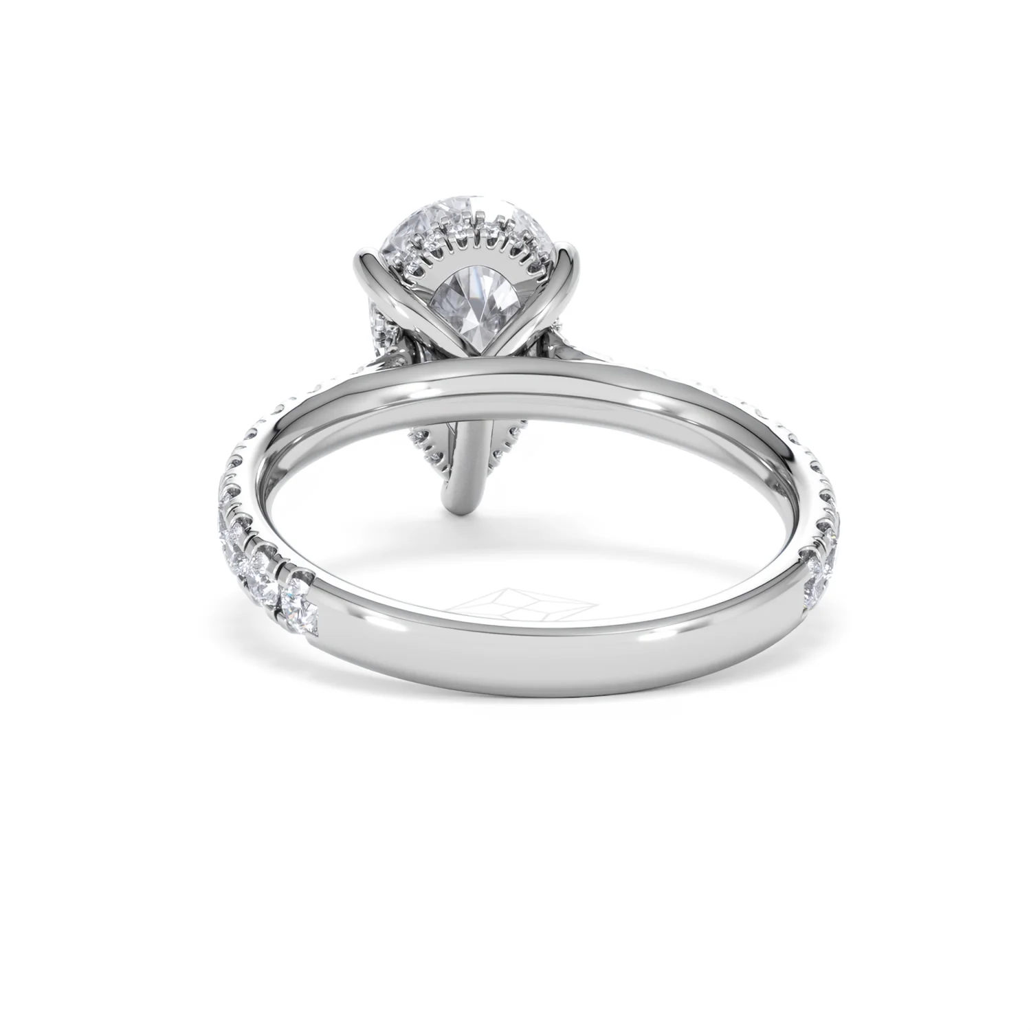 Amora Pear 2.55ct Hidden Halo Lab Diamond Engagement Ring With Side Stones Set in 18K Platinum - Image 50