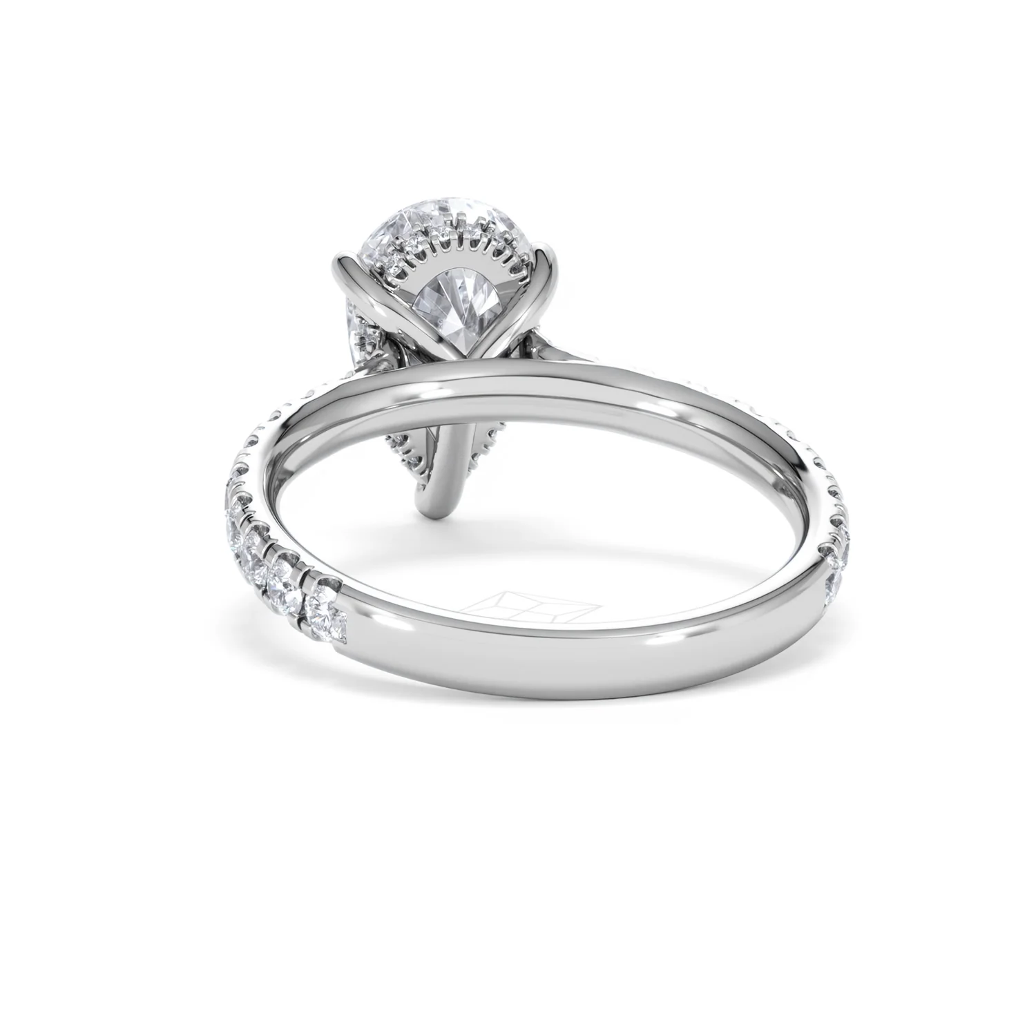 Amora Pear 2.55ct Hidden Halo Lab Diamond Engagement Ring With Side Stones Set in 18K Platinum - Image 51