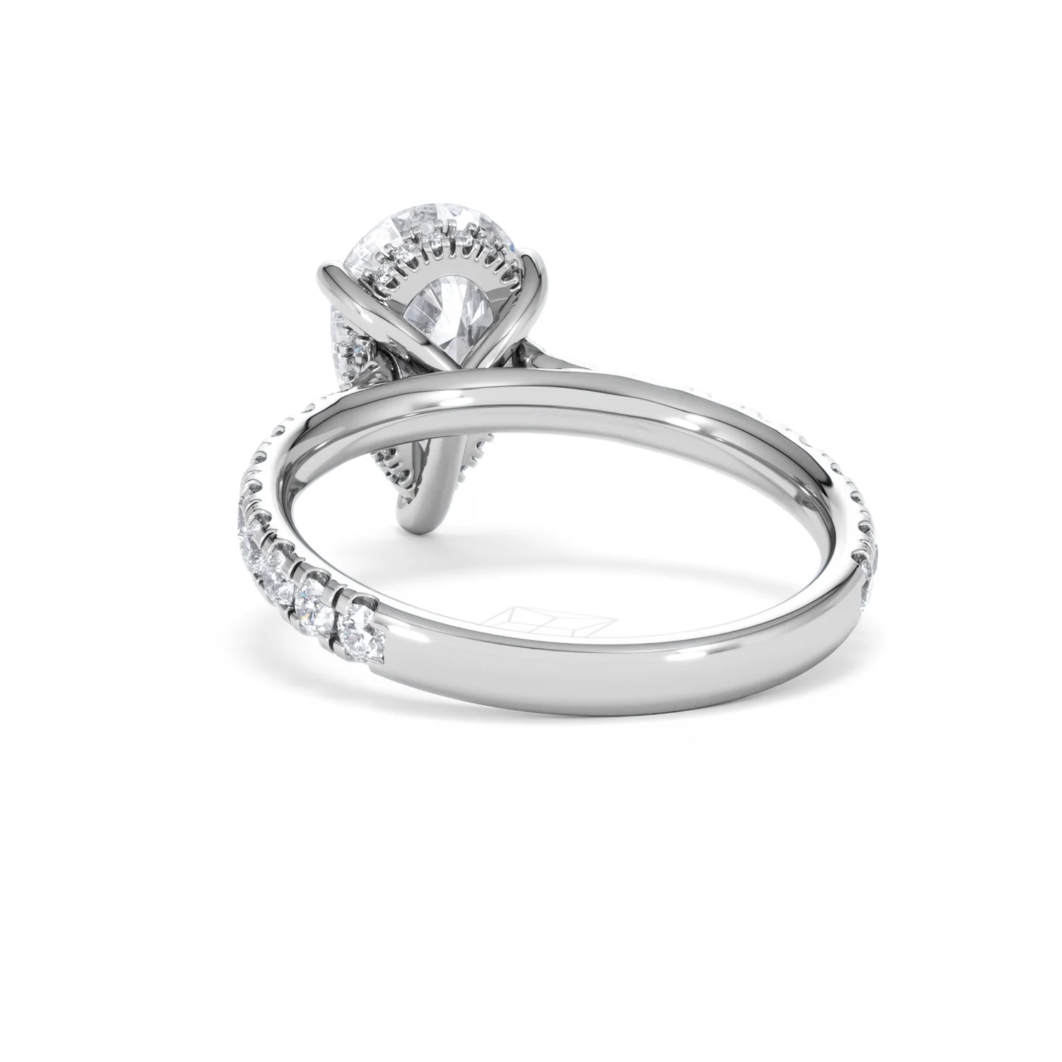 Amora Pear 2.55ct Hidden Halo Lab Diamond Engagement Ring With Side Stones Set in 18K Platinum - Image 52