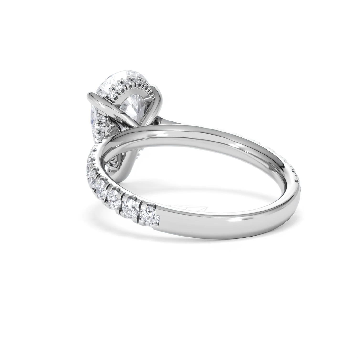 Amora Pear 2.55ct Hidden Halo Lab Diamond Engagement Ring With Side Stones Set in 18K Platinum - Image 55