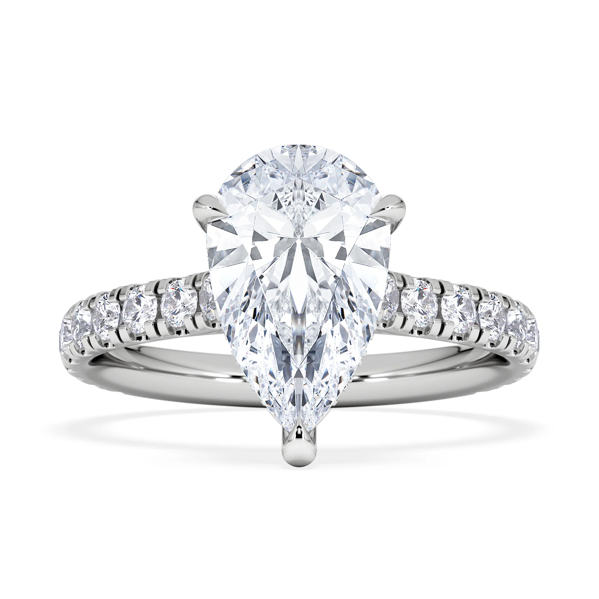 Amora Pear 2.55ct Hidden Halo Lab Diamond Engagement Ring With Side Stones Set in 18K Platinum - Image 6
