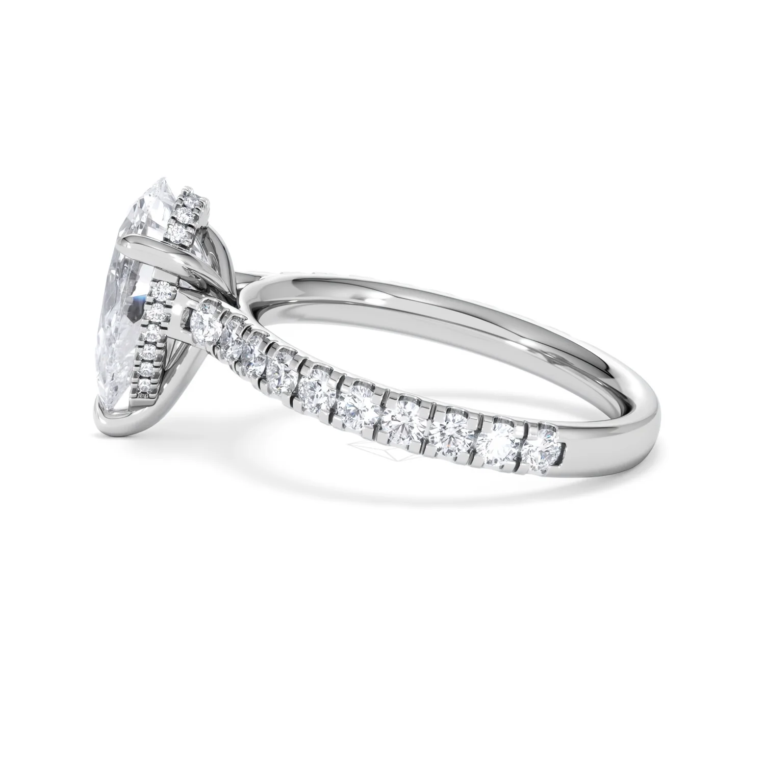 Amora Pear 2.55ct Hidden Halo Lab Diamond Engagement Ring With Side Stones Set in 18K Platinum - Image 66