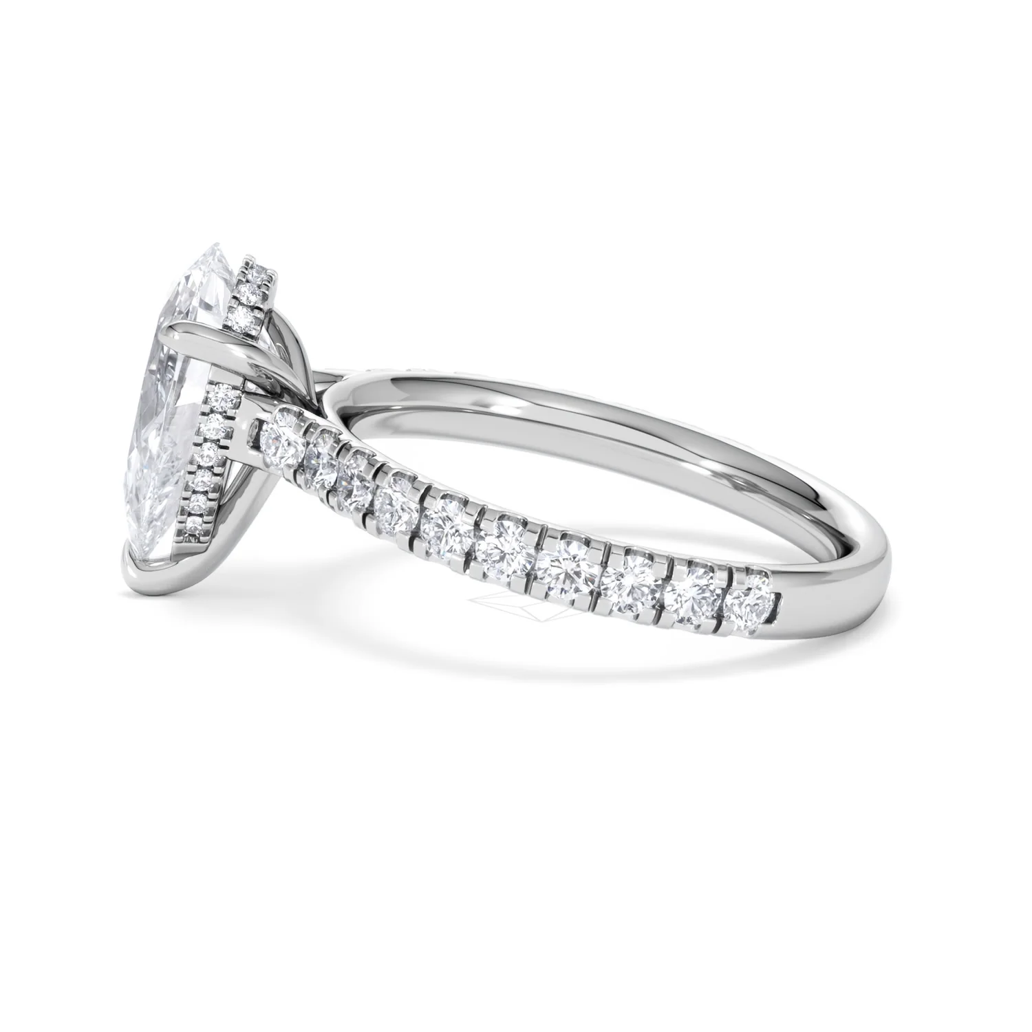 Amora Pear 2.55ct Hidden Halo Lab Diamond Engagement Ring With Side Stones Set in 18K Platinum - Image 67