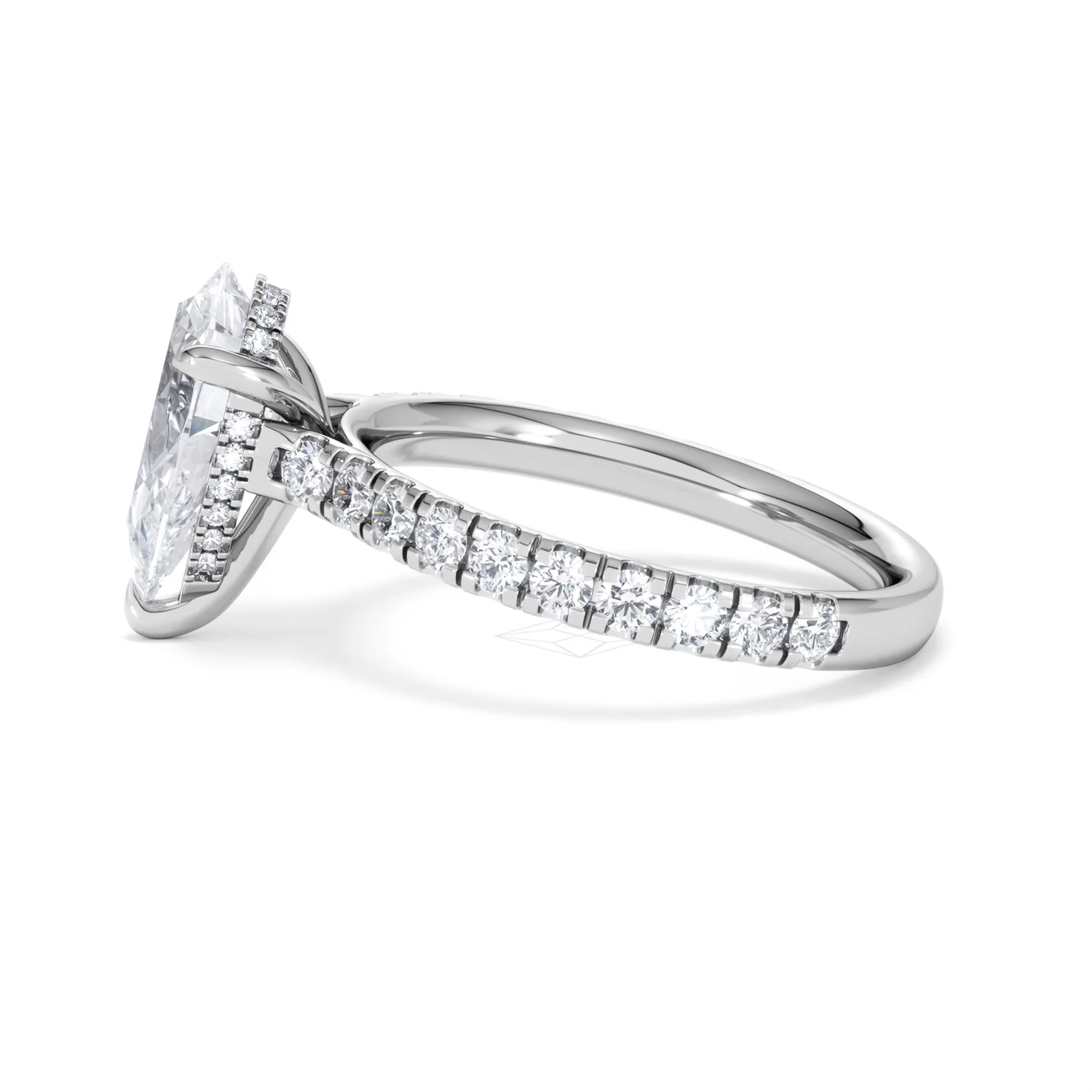 Amora Pear 2.55ct Hidden Halo Lab Diamond Engagement Ring With Side Stones Set in 18K Platinum - Image 68