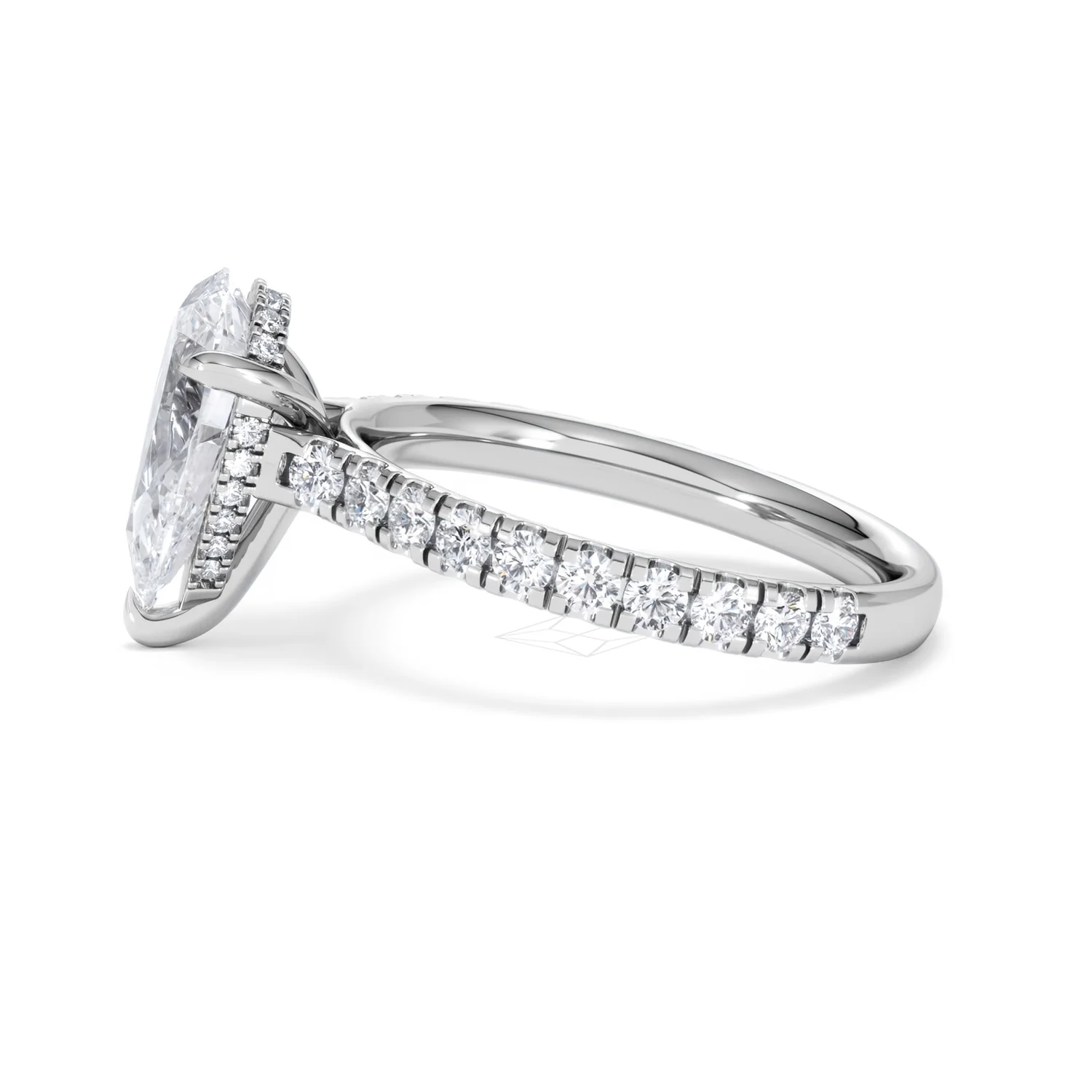 Amora Pear 2.55ct Hidden Halo Lab Diamond Engagement Ring With Side Stones Set in 18K Platinum - Image 69