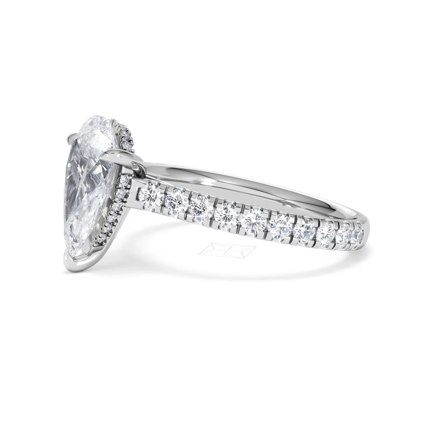 Amora Pear 2.55ct Hidden Halo Lab Diamond Engagement Ring With Side Stones Set in 18K Platinum - Image 74