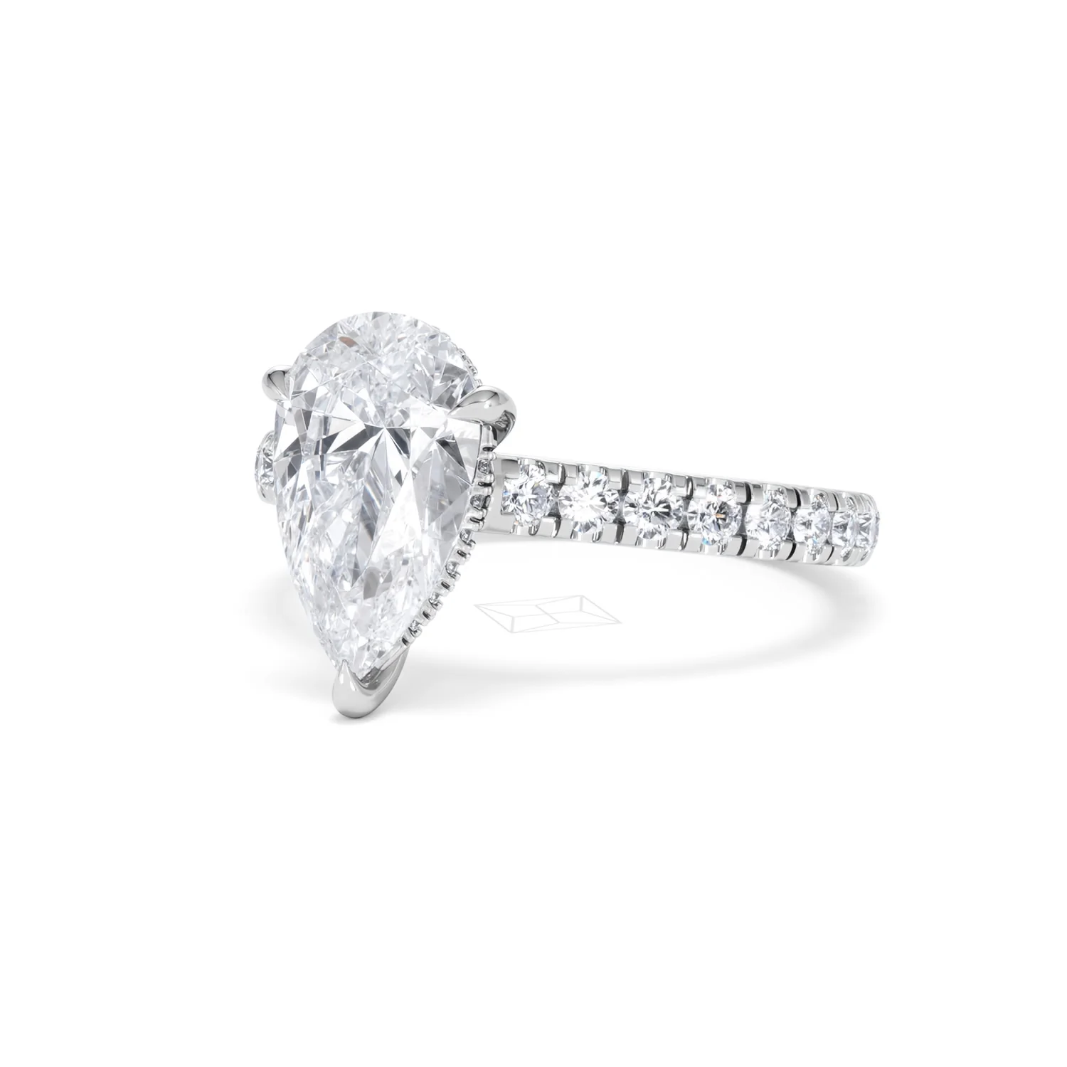 Amora Pear 2.55ct Hidden Halo Lab Diamond Engagement Ring With Side Stones Set in 18K Platinum - Image 82