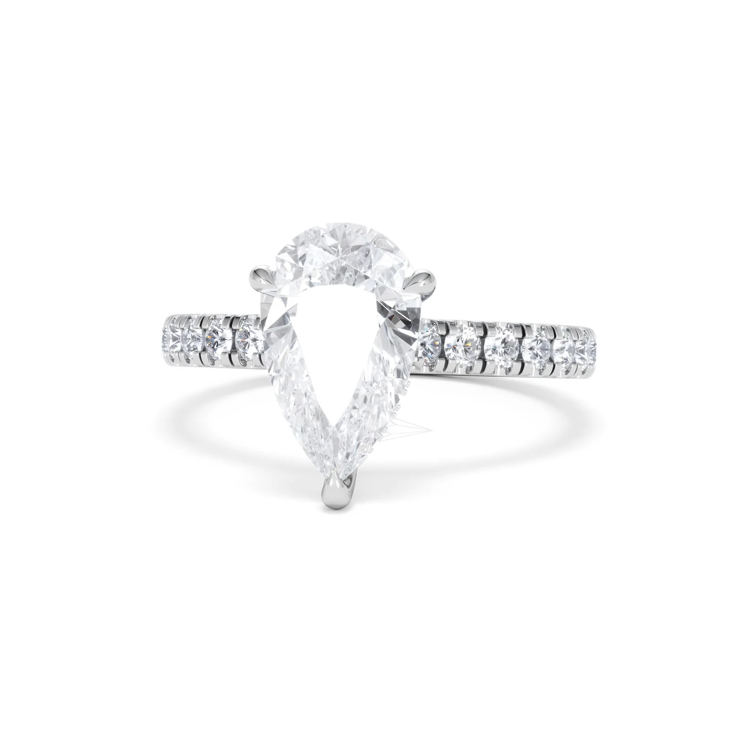 Amora Pear 2.55ct Hidden Halo Lab Diamond Engagement Ring With Side Stones Set in 18K Platinum - Image 86