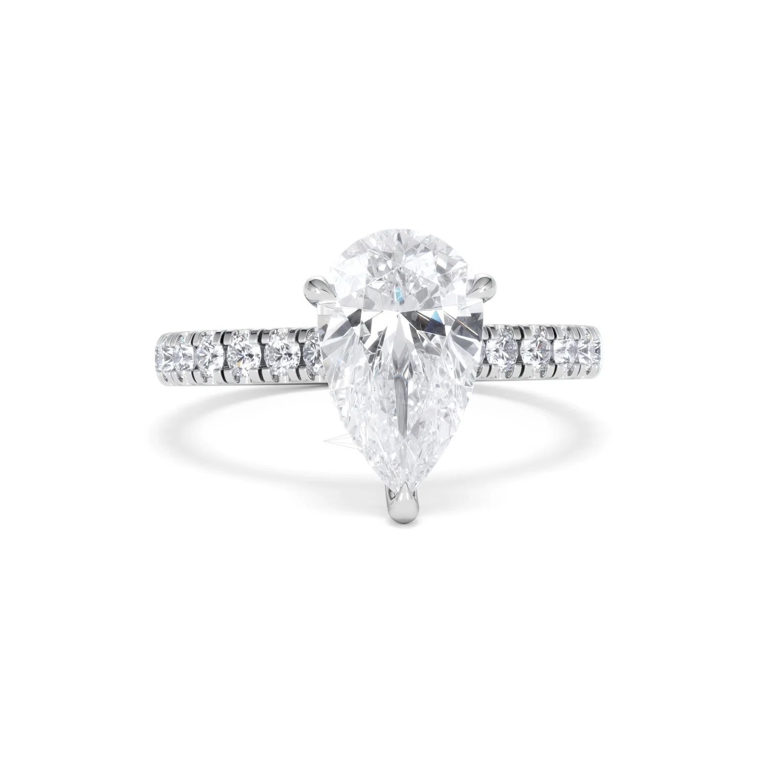 Amora Pear 2.55ct Hidden Halo Lab Diamond Engagement Ring With Side Stones Set in 18K Platinum - Image 9