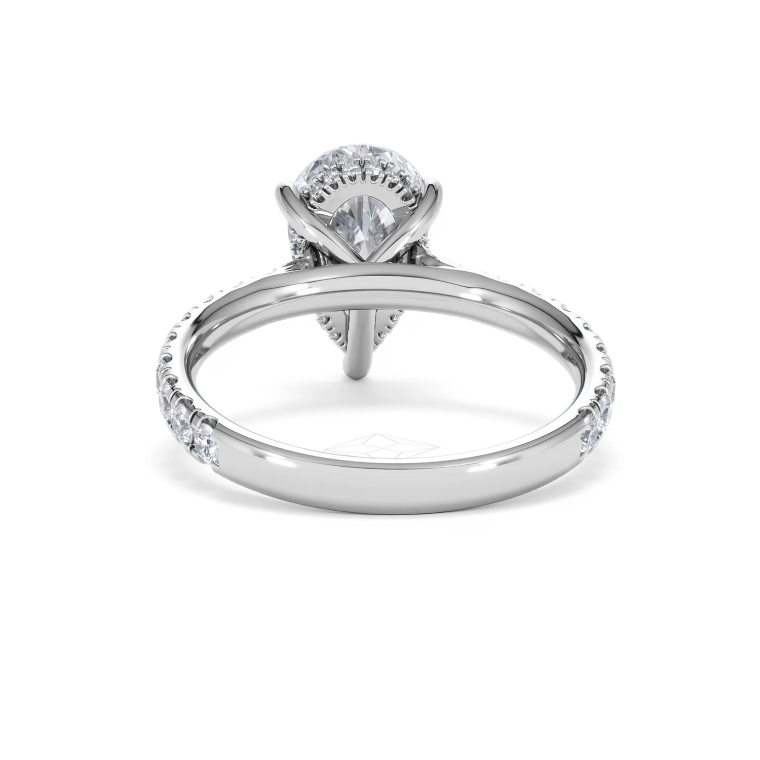 Amora Pear 2.55ct Hidden Halo Lab Diamond Engagement Ring With Side Stones Set in 18K White Gold - Image 49