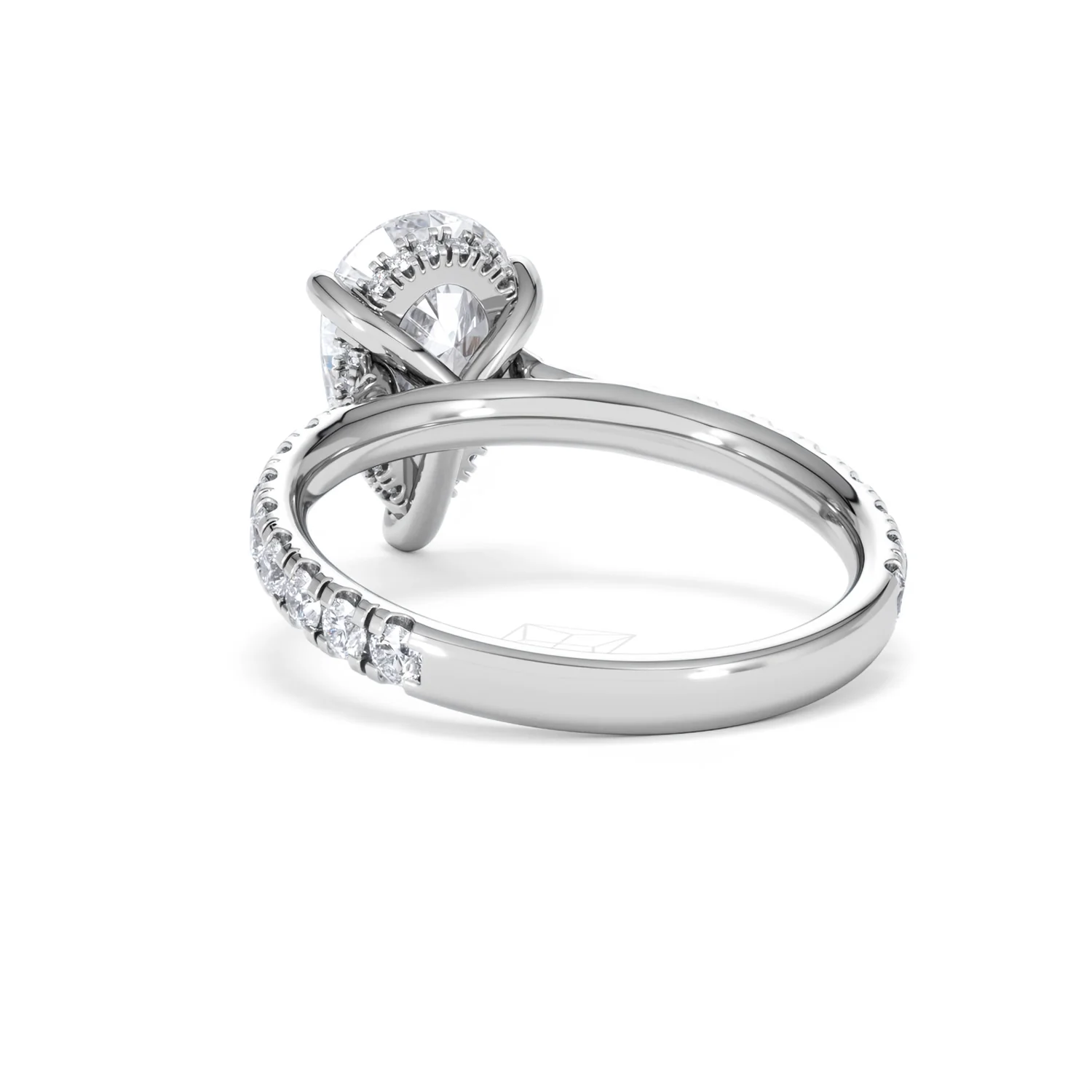 Amora Pear 2.55ct Hidden Halo Lab Diamond Engagement Ring With Side Stones Set in 18K White Gold - Image 53