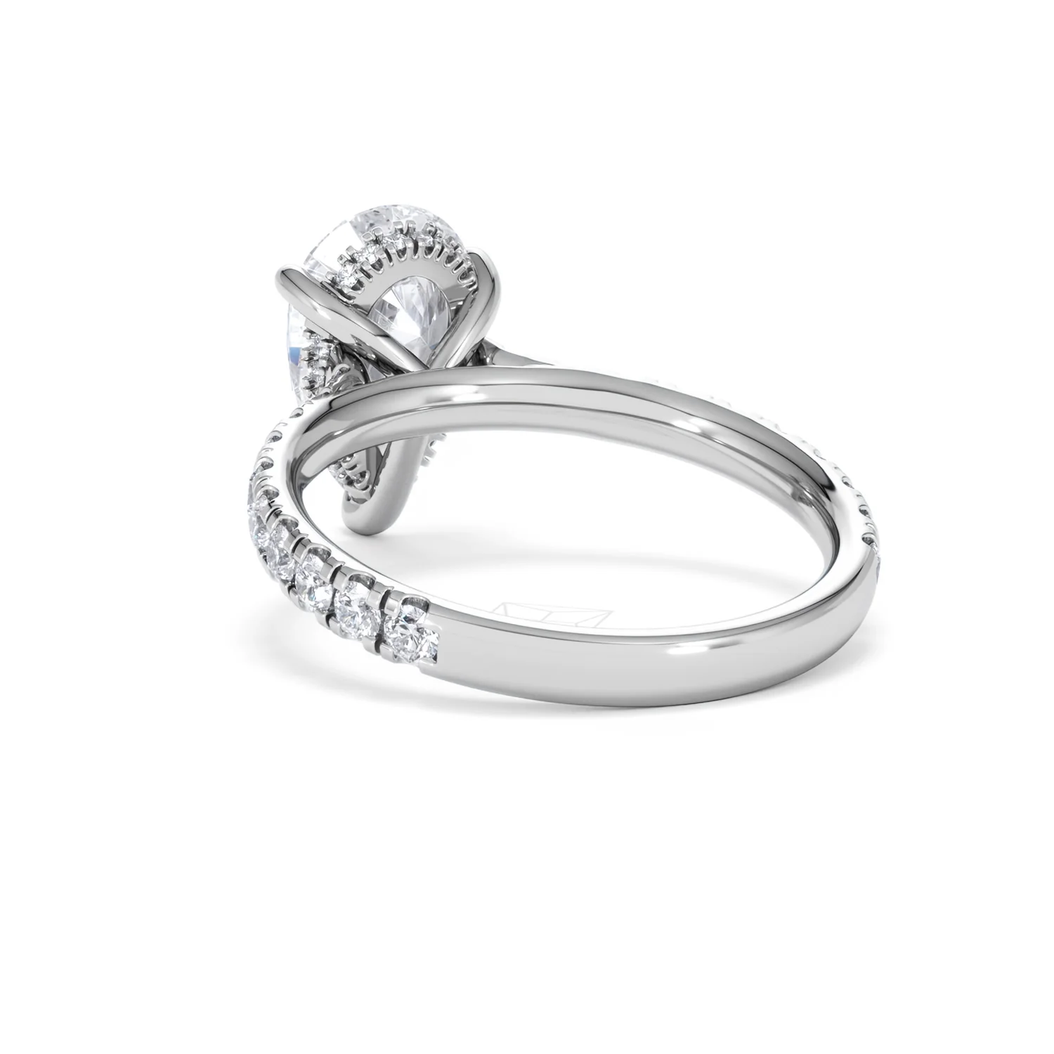 Amora Pear 2.55ct Hidden Halo Lab Diamond Engagement Ring With Side Stones Set in 18K White Gold - Image 54