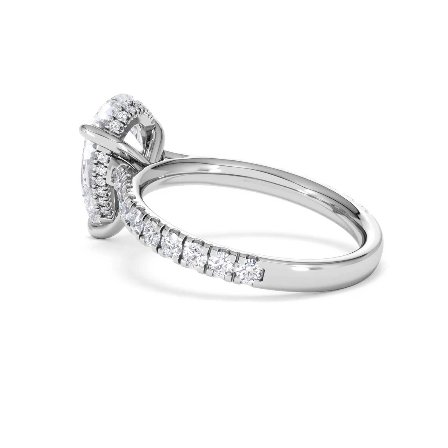 Amora Pear 2.55ct Hidden Halo Lab Diamond Engagement Ring With Side Stones Set in 18K White Gold - Image 60