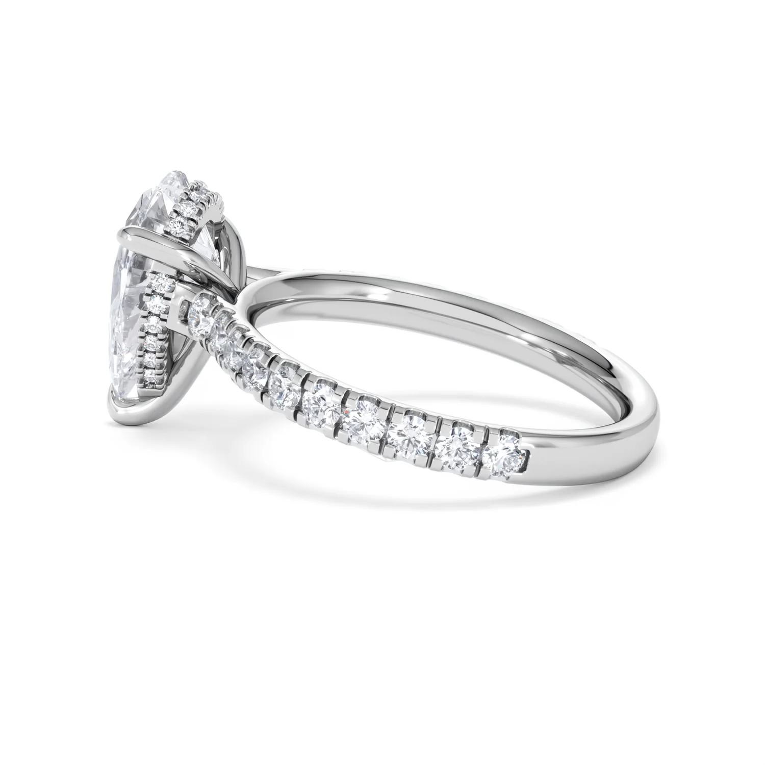 Amora Pear 2.55ct Hidden Halo Lab Diamond Engagement Ring With Side Stones Set in 18K White Gold - Image 64