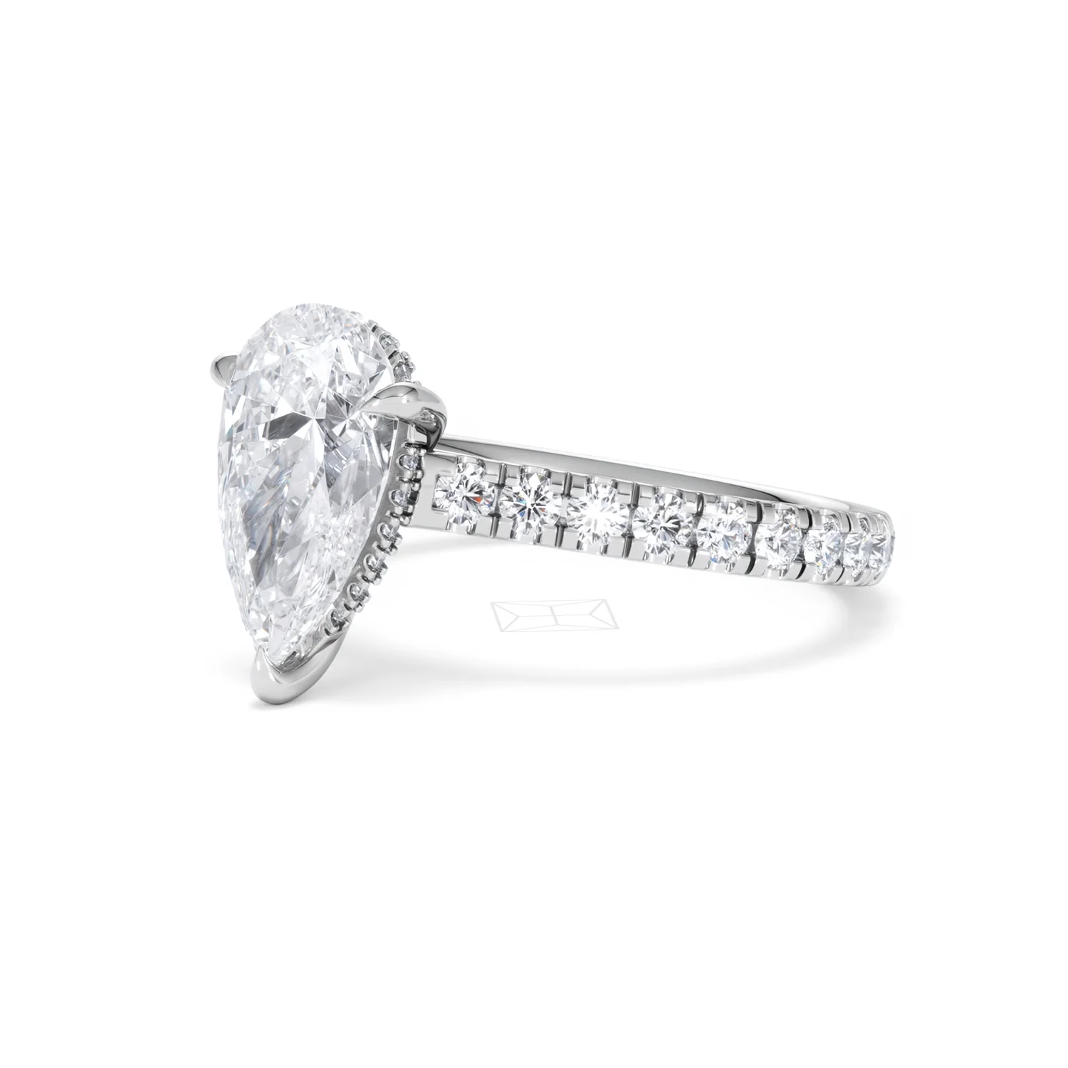 Amora Pear 2.55ct Hidden Halo Lab Diamond Engagement Ring With Side Stones Set in 18K White Gold - Image 79