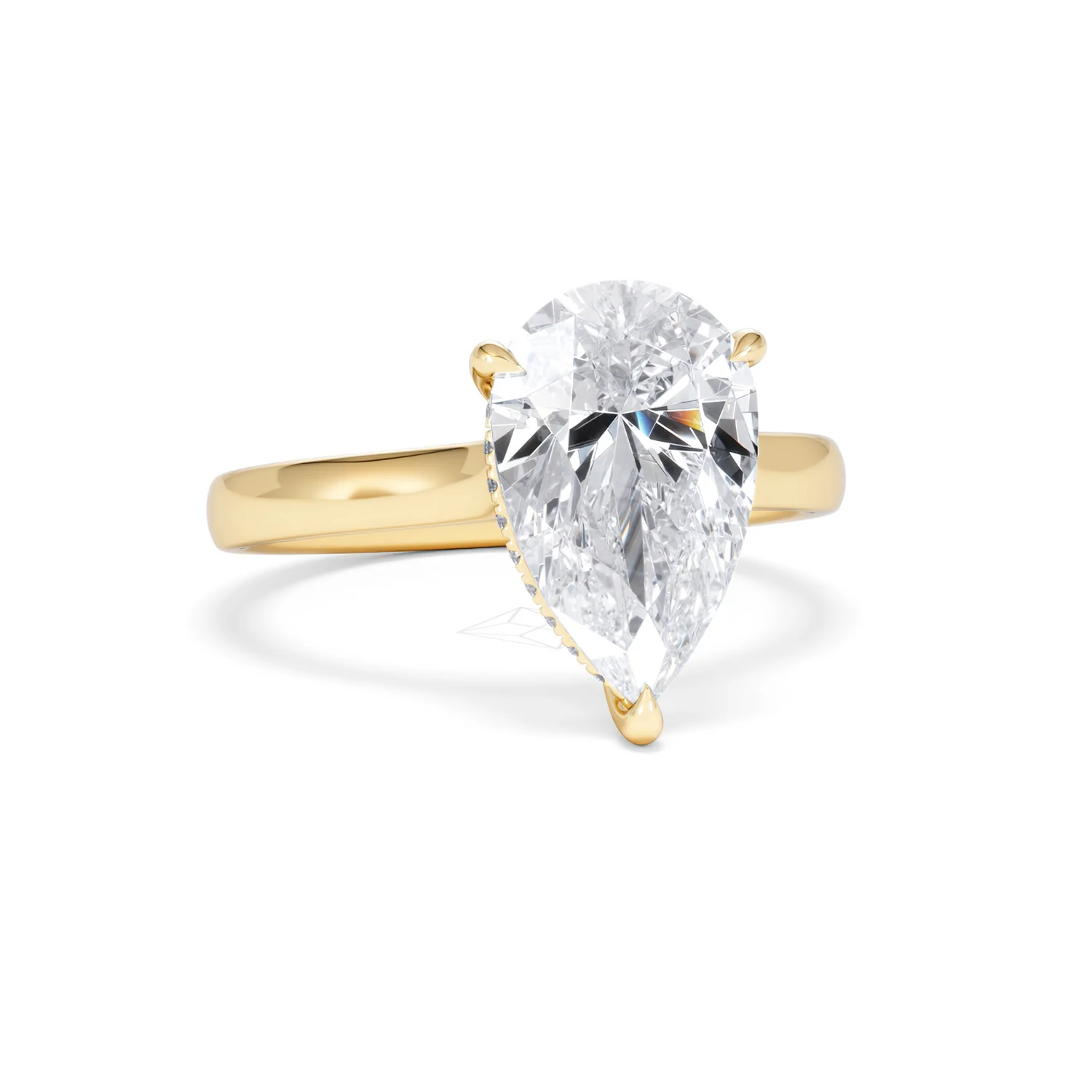 Amora Pear 3.11ct Hidden Halo Lab Diamond Engagement Ring G/VS Set in 18K Gold - Image 11