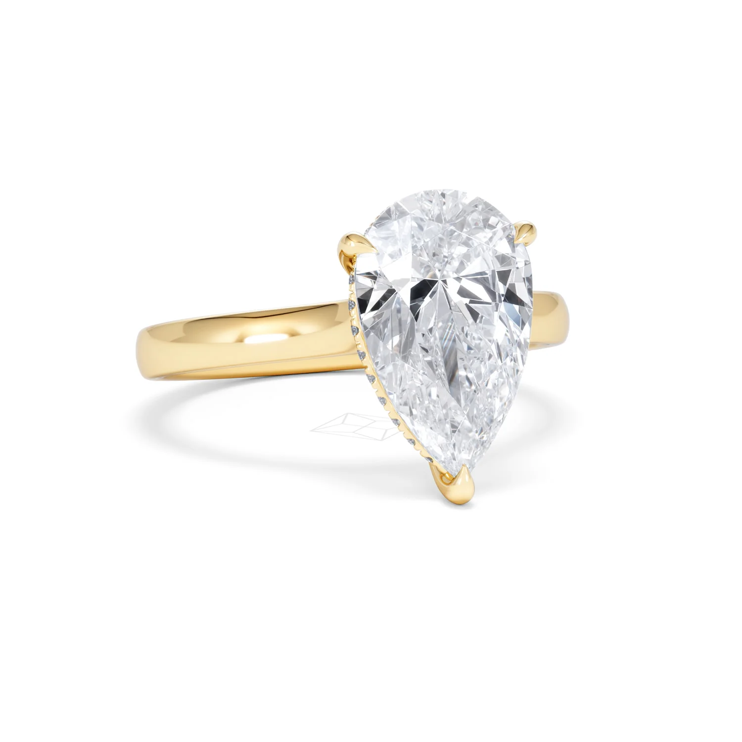 Amora Pear 3.11ct Hidden Halo Lab Diamond Engagement Ring G/VS Set in 18K Gold - Image 12