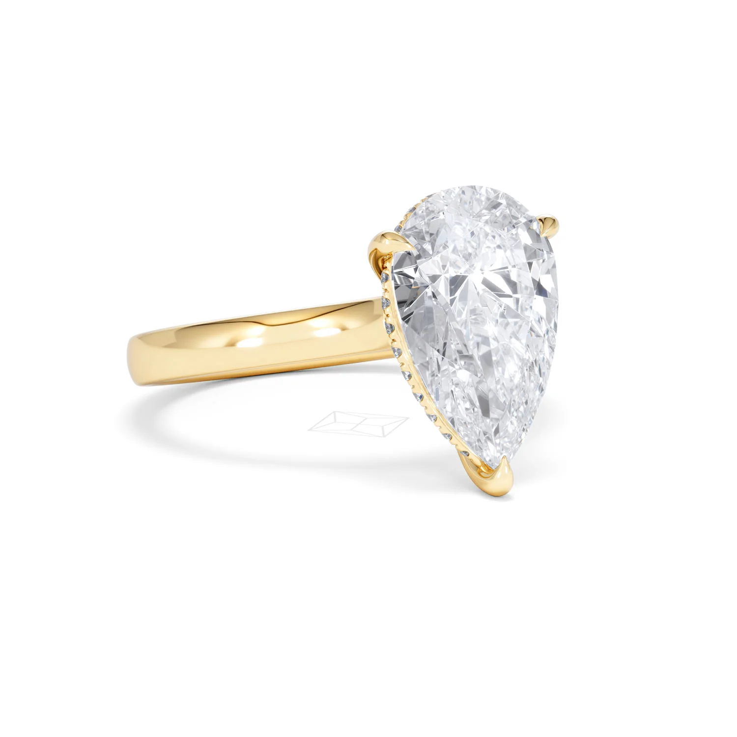 Amora Pear 3.11ct Hidden Halo Lab Diamond Engagement Ring G/VS Set in 18K Gold - Image 14