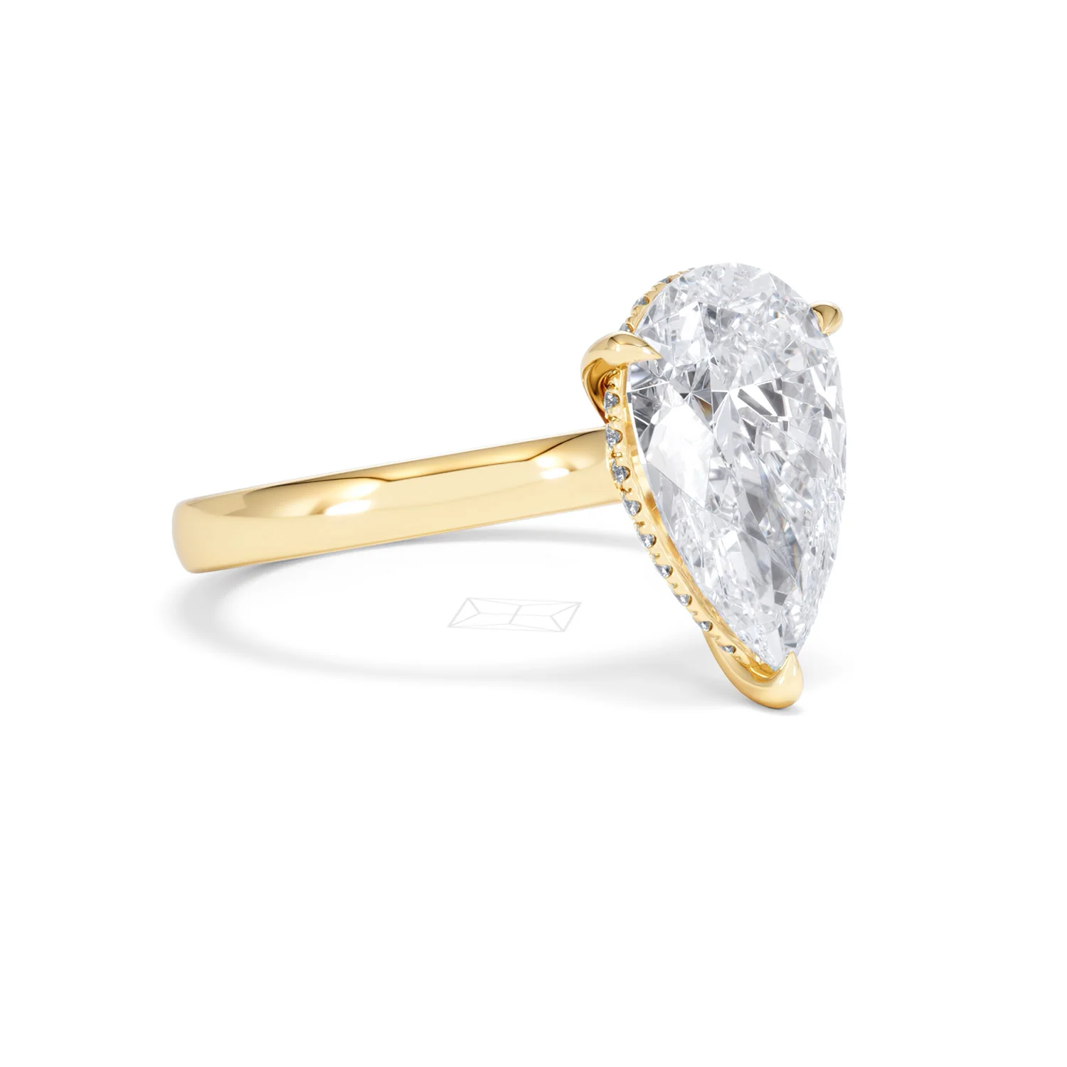 Amora Pear 3.11ct Hidden Halo Lab Diamond Engagement Ring G/VS Set in 18K Gold - Image 16