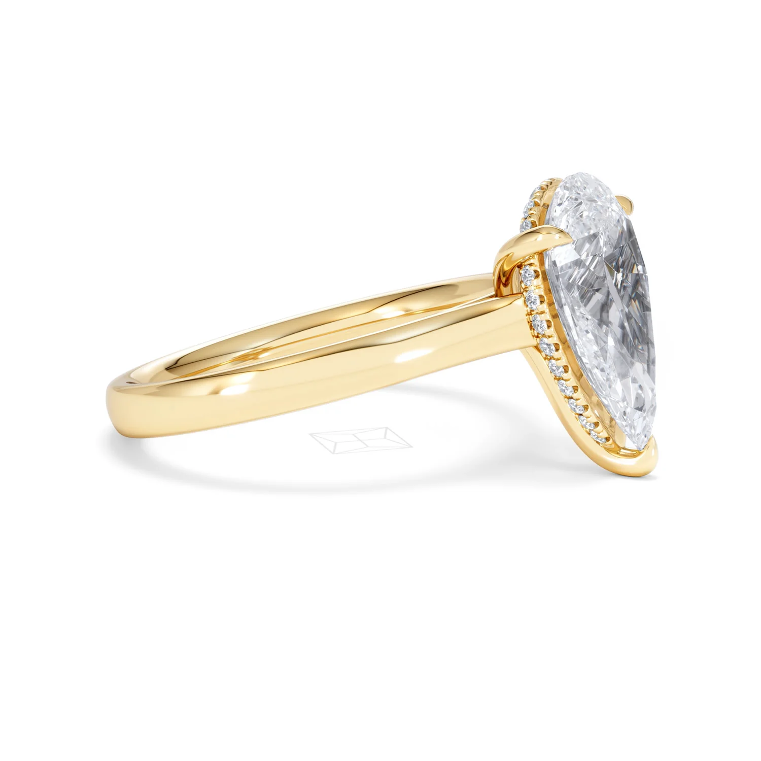 Amora Pear 3.11ct Hidden Halo Lab Diamond Engagement Ring G/VS Set in 18K Gold - Image 22