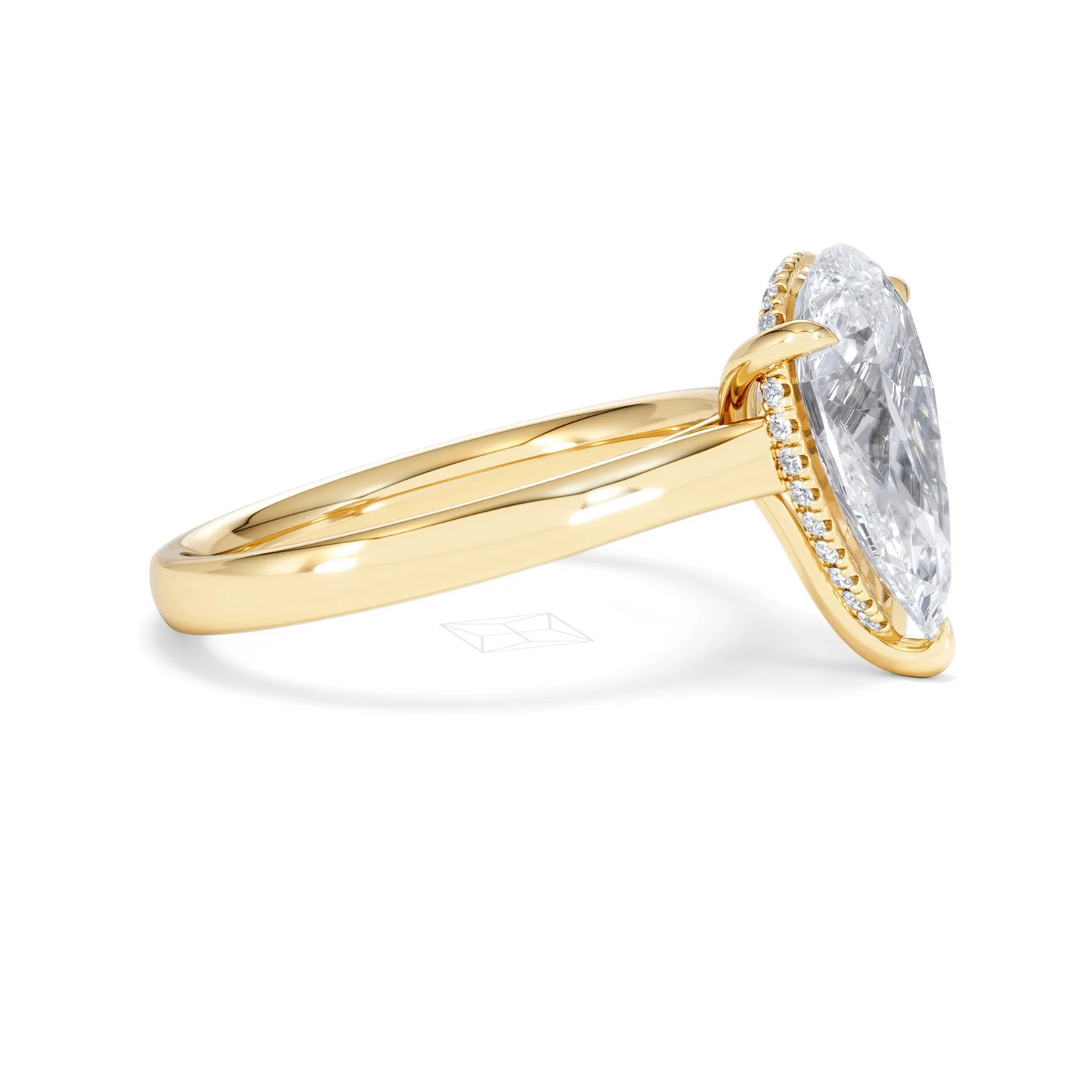 Amora Pear 3.11ct Hidden Halo Lab Diamond Engagement Ring G/VS Set in 18K Gold - Image 23