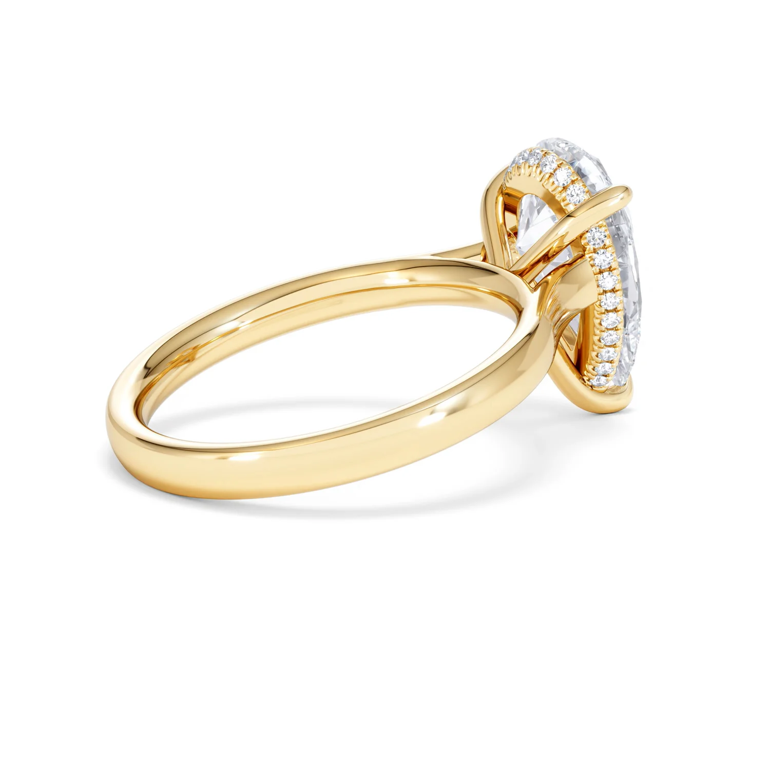 Amora Pear 3.11ct Hidden Halo Lab Diamond Engagement Ring G/VS Set in 18K Gold - Image 35