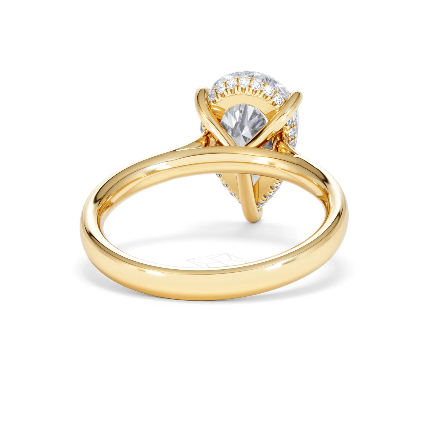 Amora Pear 3.11ct Hidden Halo Lab Diamond Engagement Ring G/VS Set in 18K Gold - Image 45