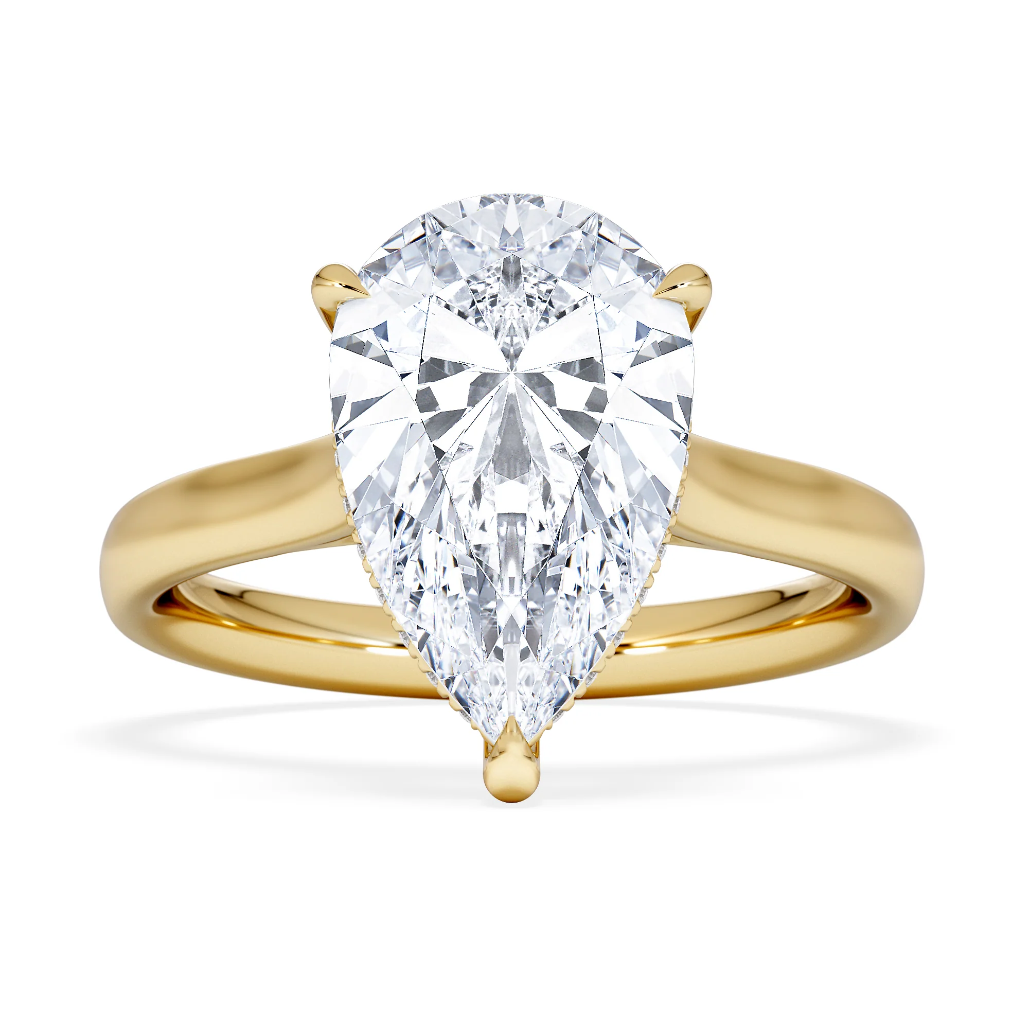 Amora Pear 3.11ct Hidden Halo Lab Diamond Engagement Ring G/VS Set in 18K Gold - Image 6