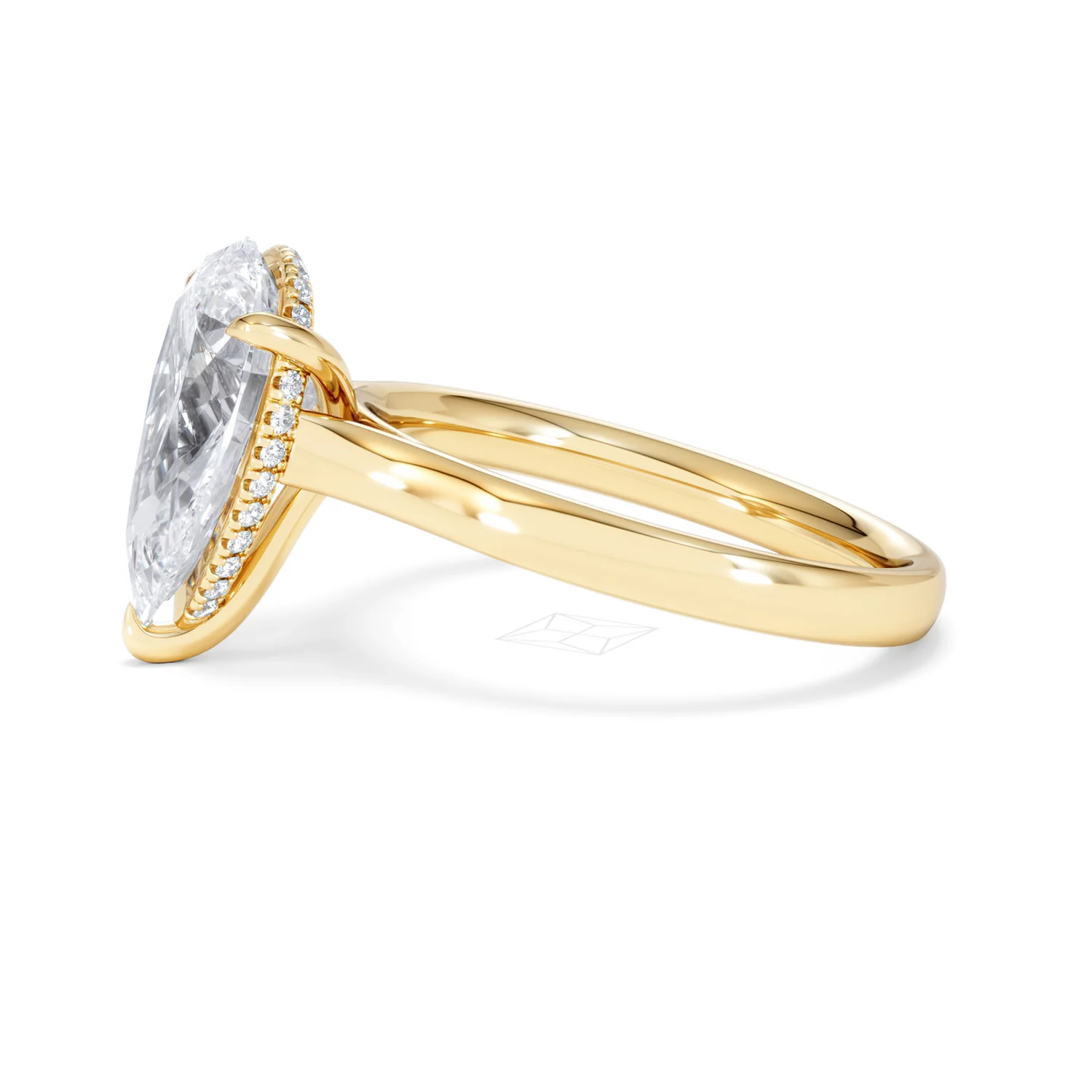Amora Pear 3.11ct Hidden Halo Lab Diamond Engagement Ring G/VS Set in 18K Gold - Image 71