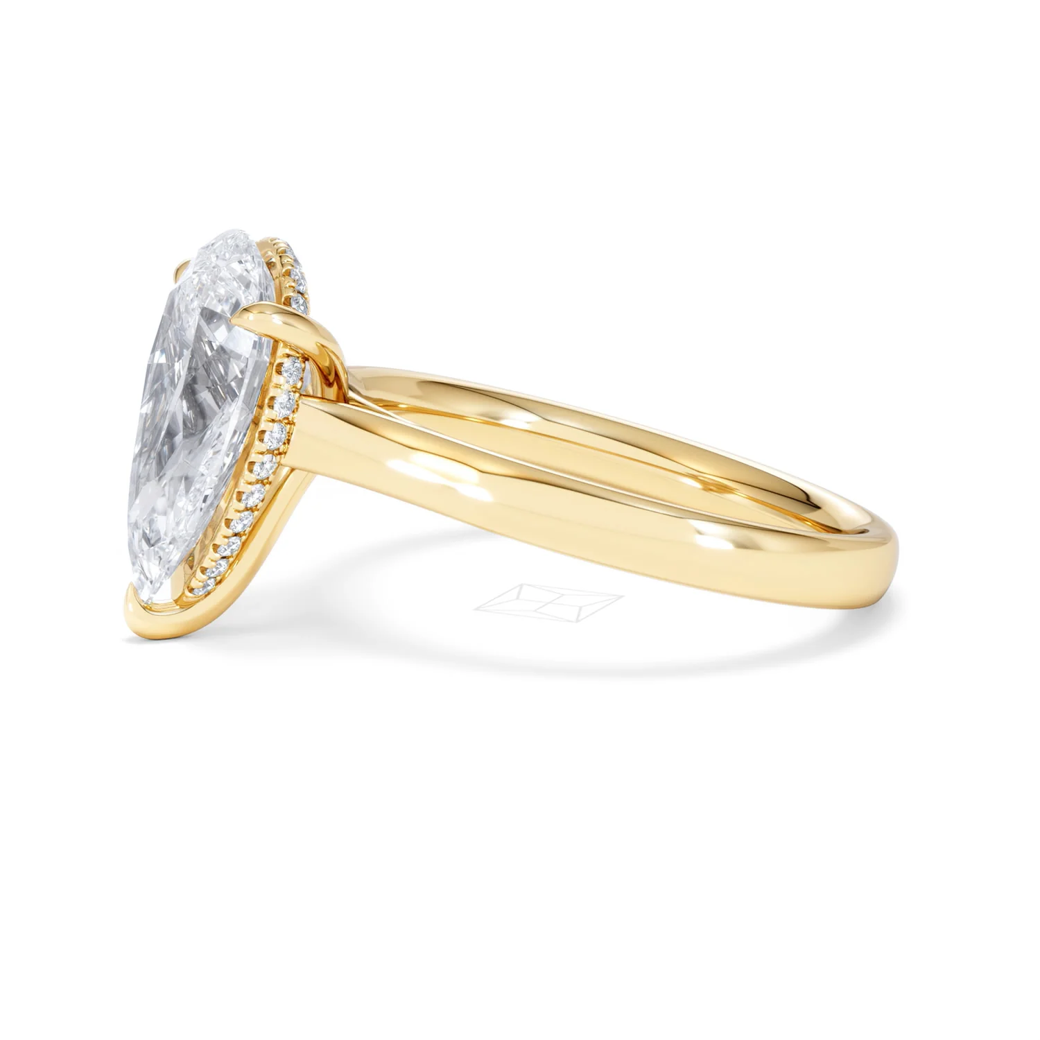 Amora Pear 3.11ct Hidden Halo Lab Diamond Engagement Ring G/VS Set in 18K Gold - Image 72