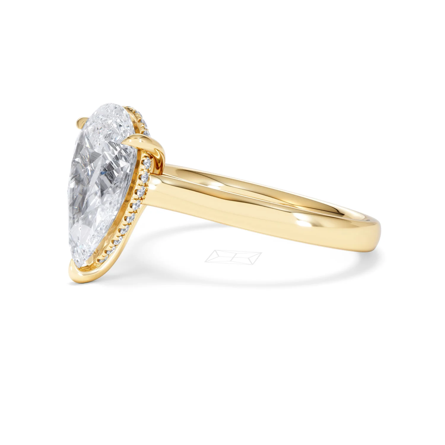 Amora Pear 3.11ct Hidden Halo Lab Diamond Engagement Ring G/VS Set in 18K Gold - Image 75