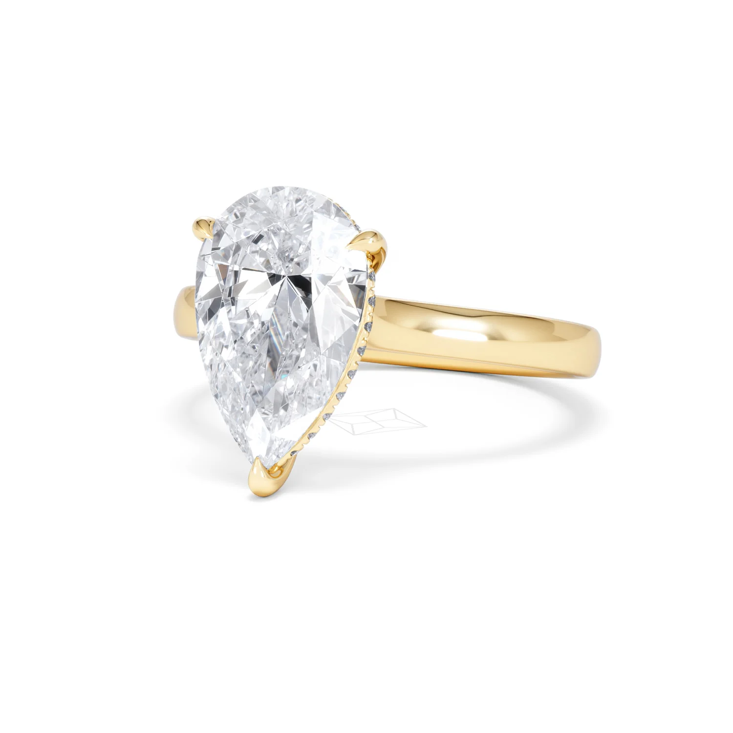 Amora Pear 3.11ct Hidden Halo Lab Diamond Engagement Ring G/VS Set in 18K Gold - Image 83