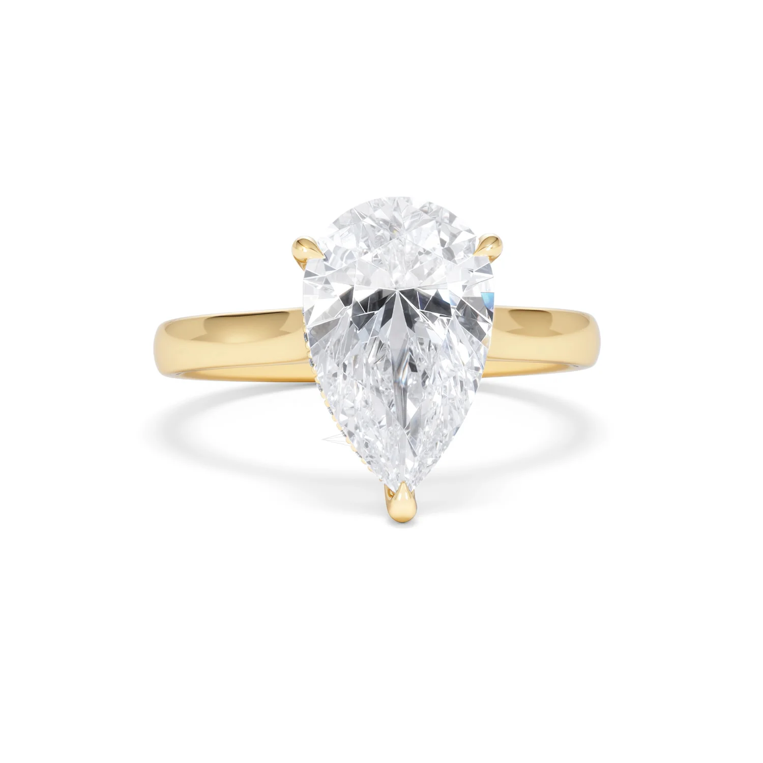 Amora Pear 3.11ct Hidden Halo Lab Diamond Engagement Ring G/VS Set in 18K Gold - Image 9