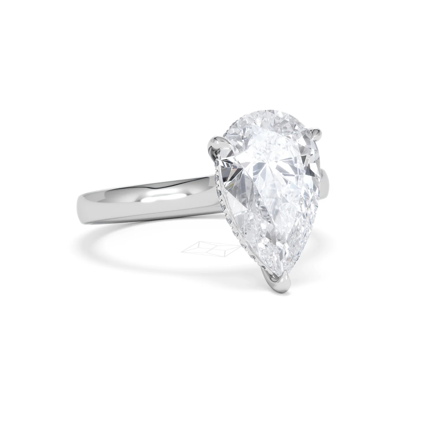 Amora Pear 3.11ct Hidden Halo Lab Diamond Engagement Ring G/VS Set in 18K White Gold - Image 13