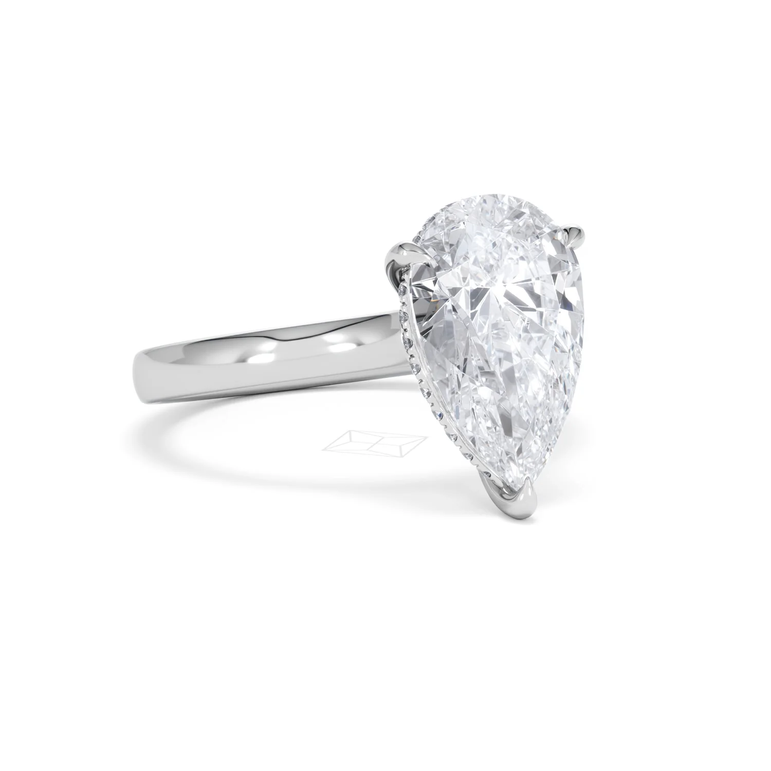 Amora Pear 3.11ct Hidden Halo Lab Diamond Engagement Ring G/VS Set in 18K White Gold - Image 14