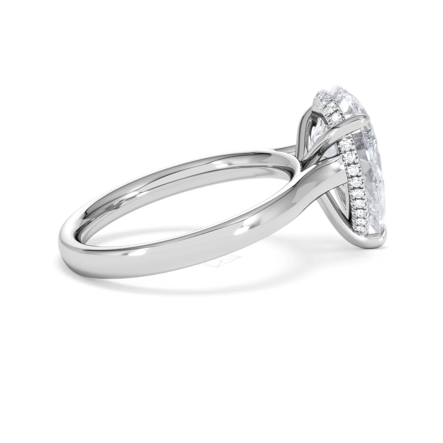Amora Pear 3.11ct Hidden Halo Lab Diamond Engagement Ring G/VS Set in 18K White Gold - Image 31