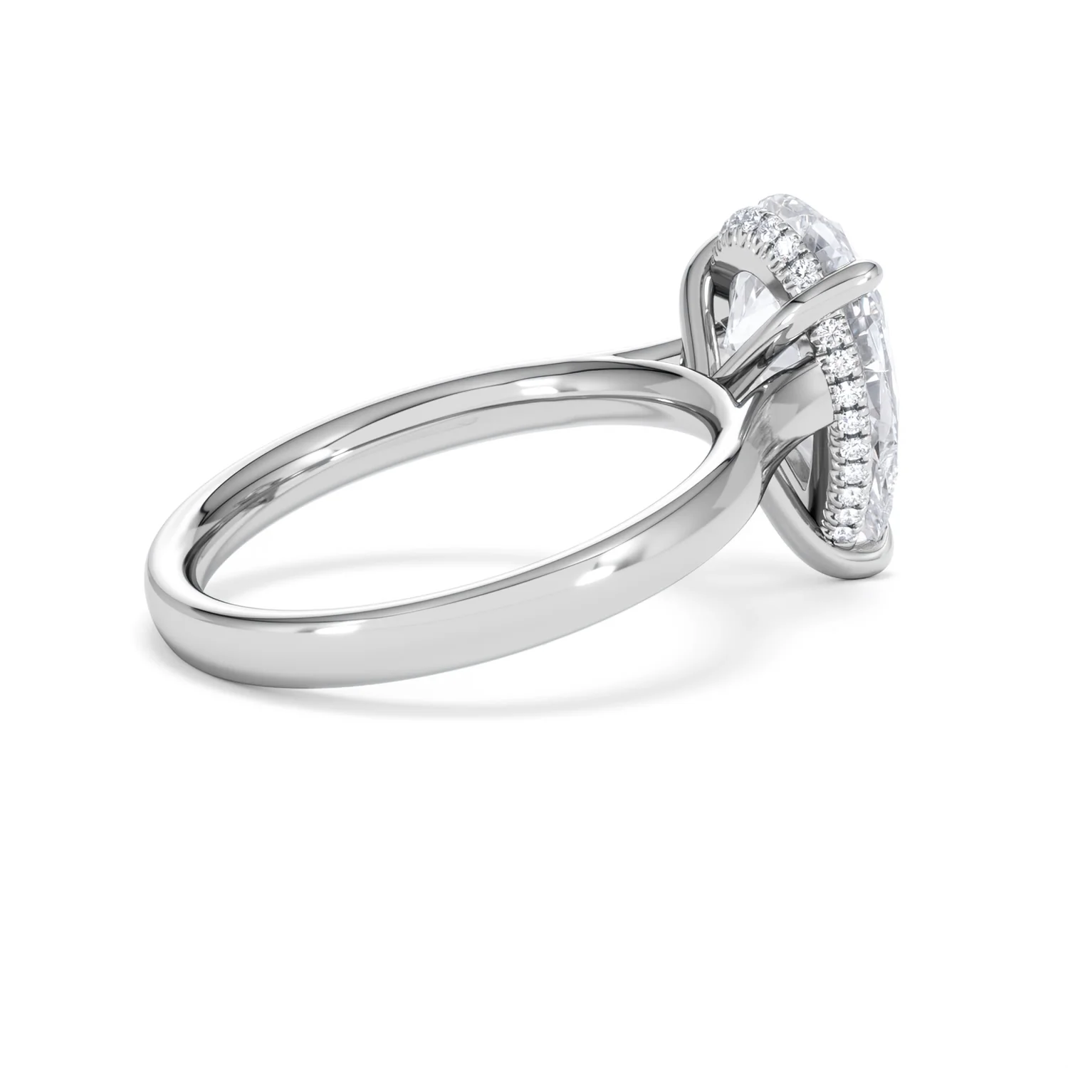 Amora Pear 3.11ct Hidden Halo Lab Diamond Engagement Ring G/VS Set in 18K White Gold - Image 34