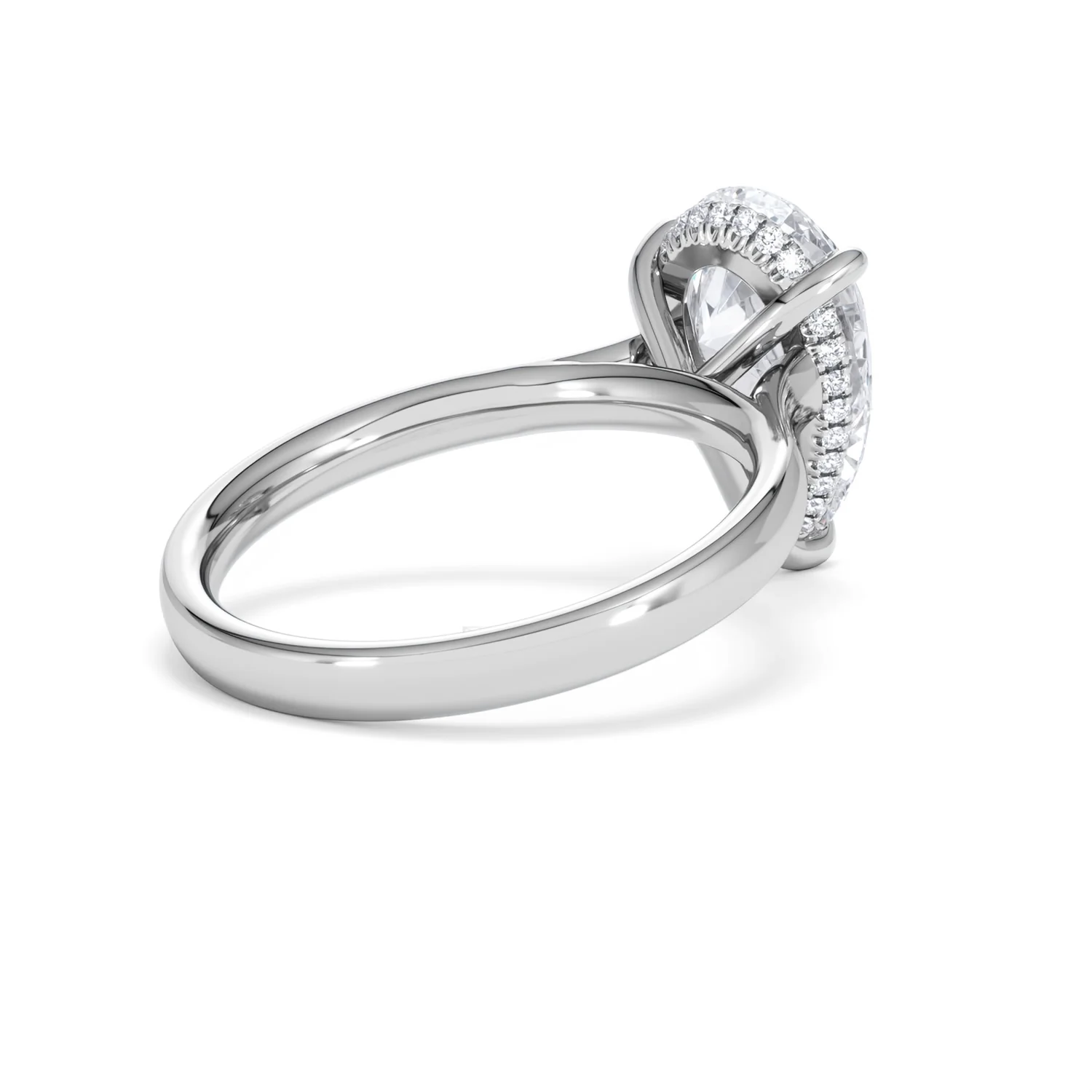 Amora Pear 3.11ct Hidden Halo Lab Diamond Engagement Ring G/VS Set in 18K White Gold - Image 38