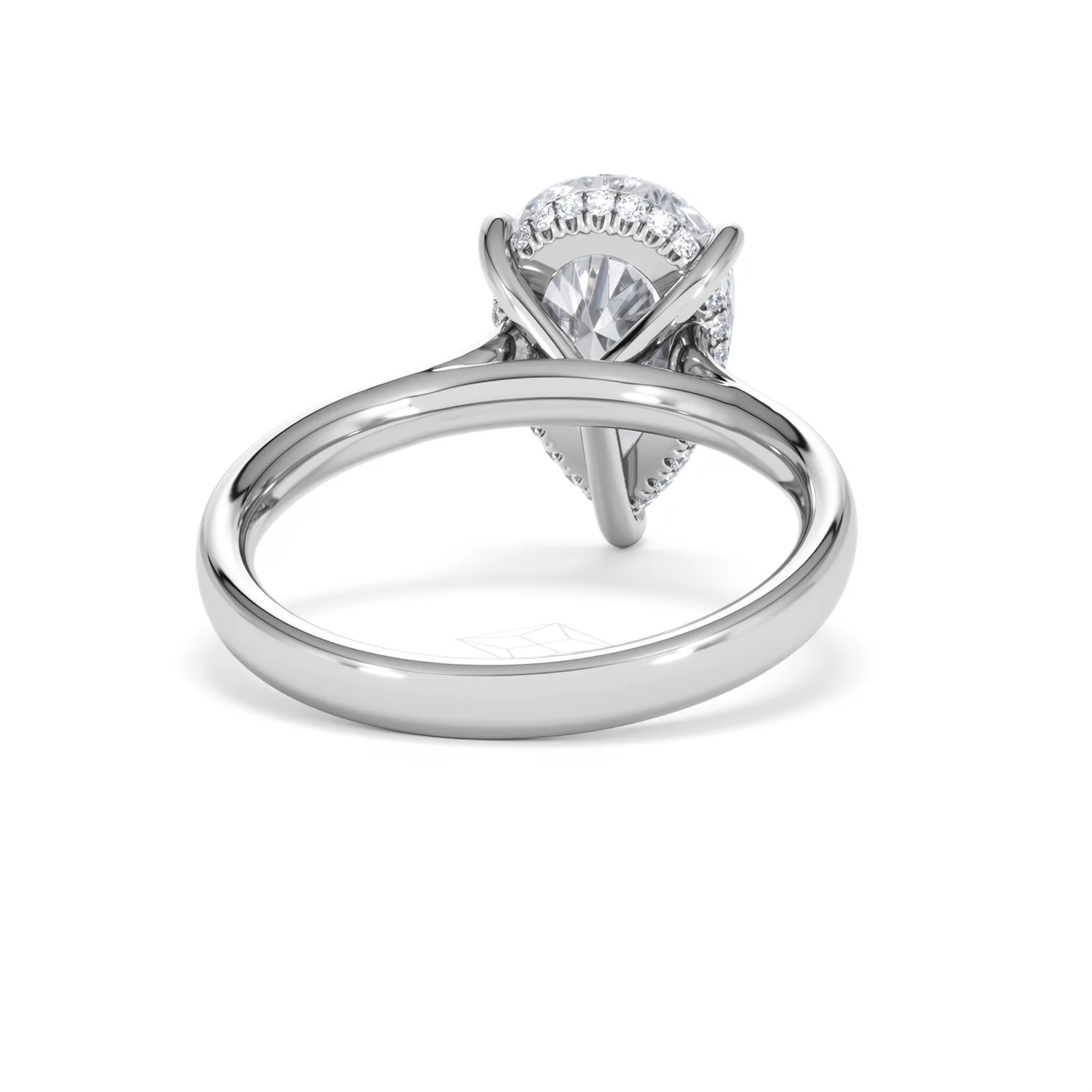 Amora Pear 3.11ct Hidden Halo Lab Diamond Engagement Ring G/VS Set in 18K White Gold - Image 45