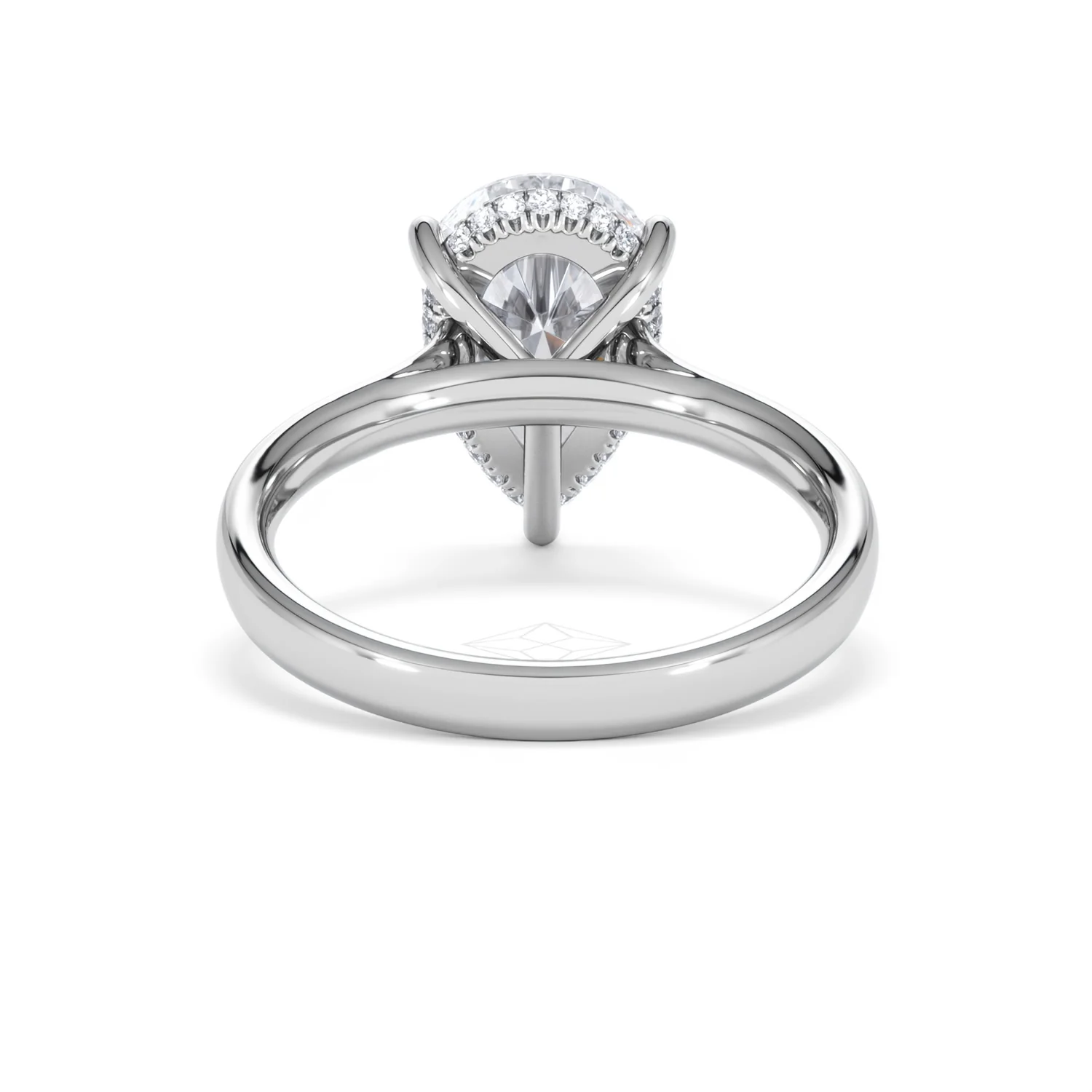 Amora Pear 3.11ct Hidden Halo Lab Diamond Engagement Ring G/VS Set in 18K White Gold - Image 48