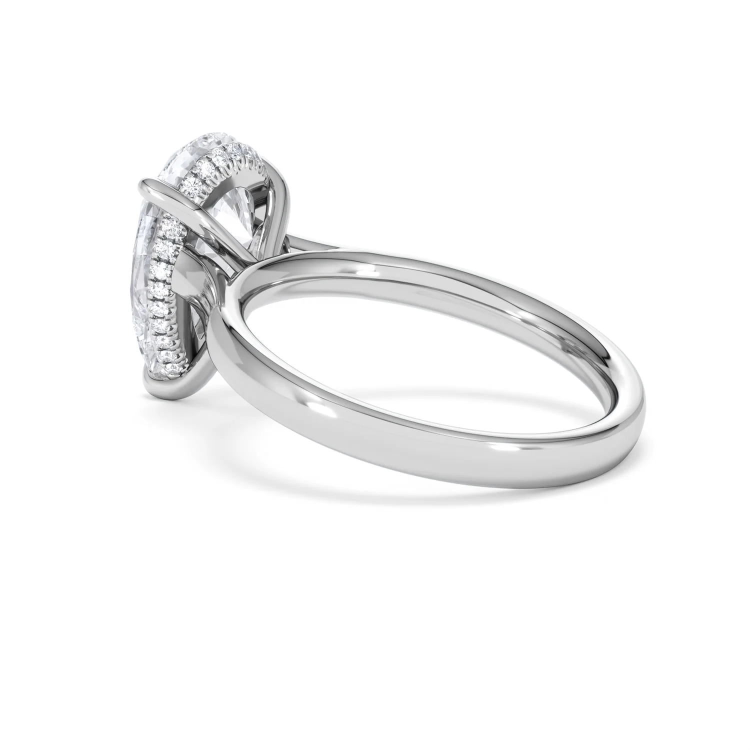 Amora Pear 3.11ct Hidden Halo Lab Diamond Engagement Ring G/VS Set in 18K White Gold - Image 60