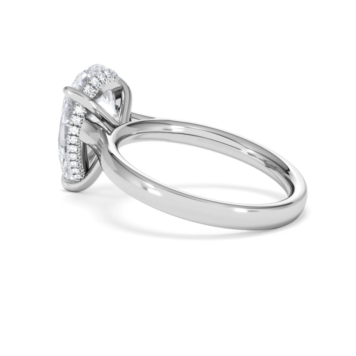 Amora Pear 3.11ct Hidden Halo Lab Diamond Engagement Ring G/VS Set in 18K White Gold - Image 61