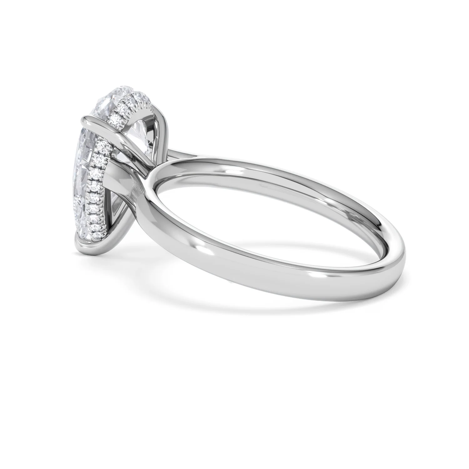 Amora Pear 3.11ct Hidden Halo Lab Diamond Engagement Ring G/VS Set in 18K White Gold - Image 62