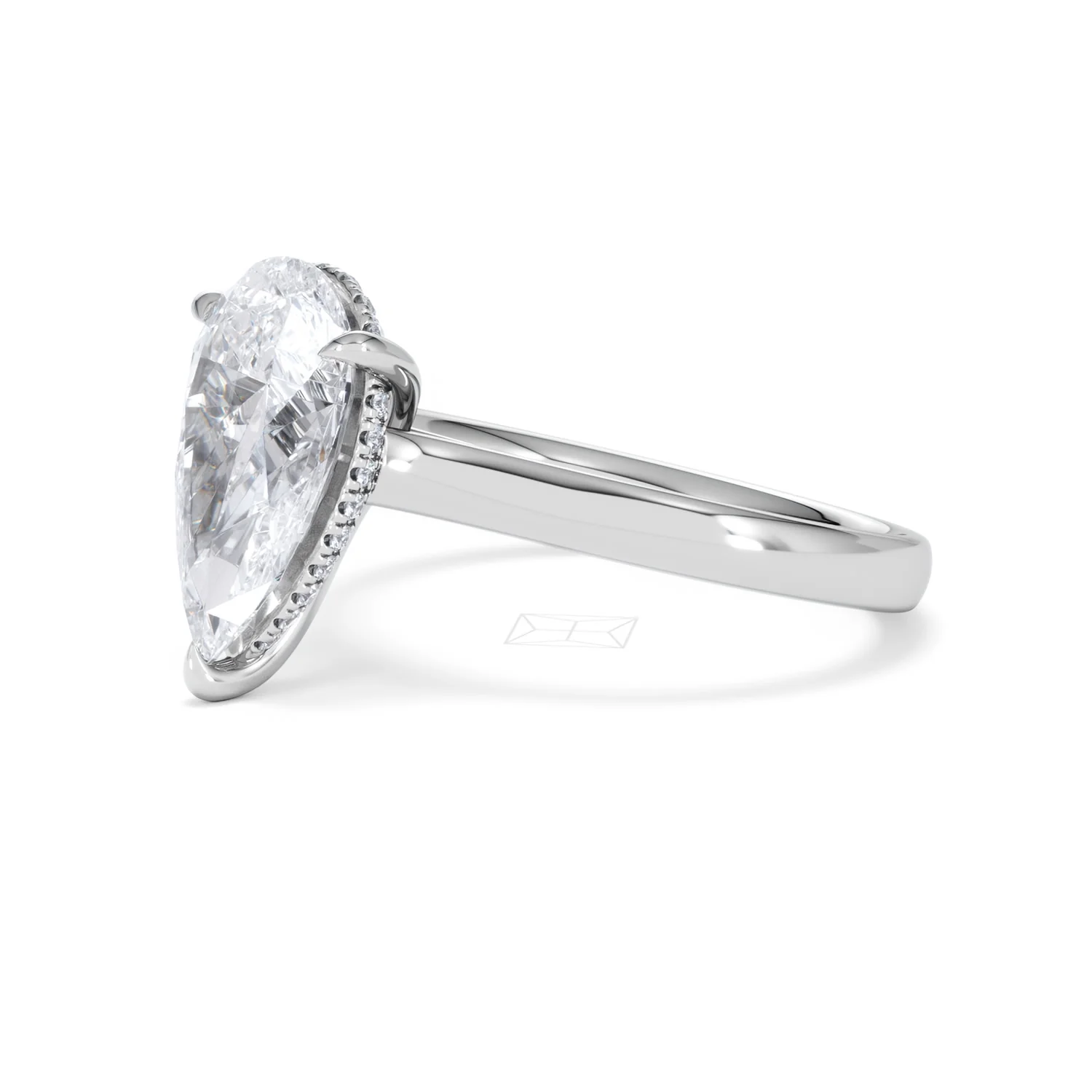 Amora Pear 3.11ct Hidden Halo Lab Diamond Engagement Ring G/VS Set in 18K White Gold - Image 76