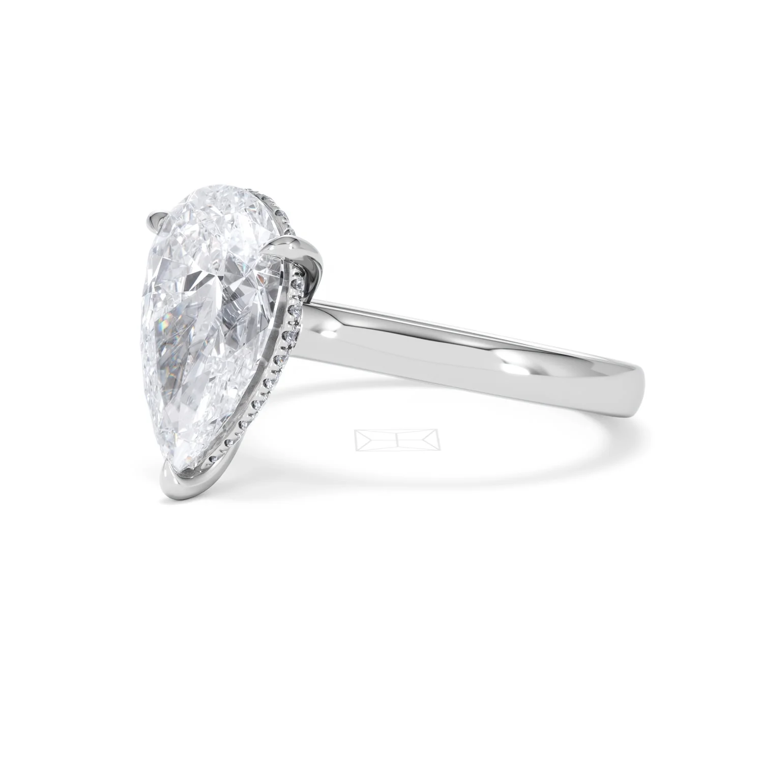 Amora Pear 3.11ct Hidden Halo Lab Diamond Engagement Ring G/VS Set in 18K White Gold - Image 78