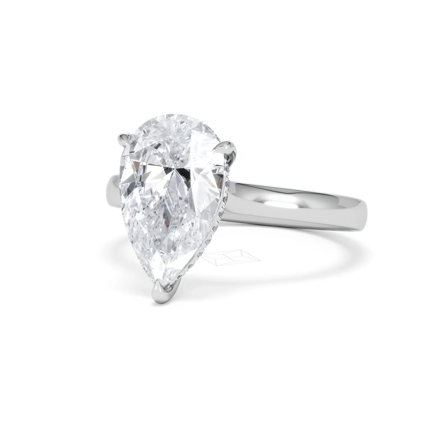 Amora Pear 3.11ct Hidden Halo Lab Diamond Engagement Ring G/VS Set in 18K White Gold - Image 83