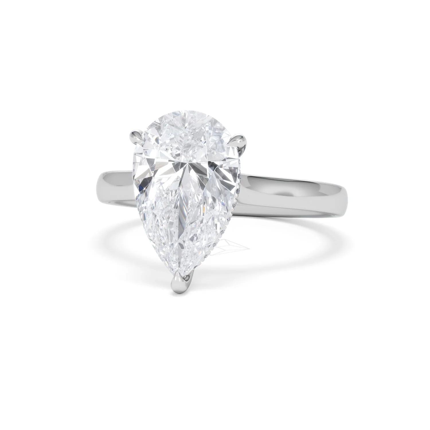 Amora Pear 3.11ct Hidden Halo Lab Diamond Engagement Ring G/VS Set in 18K White Gold - Image 85